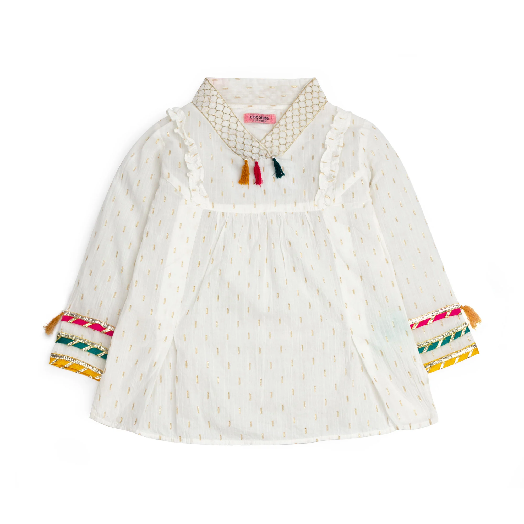 White Printed Ethinic Top