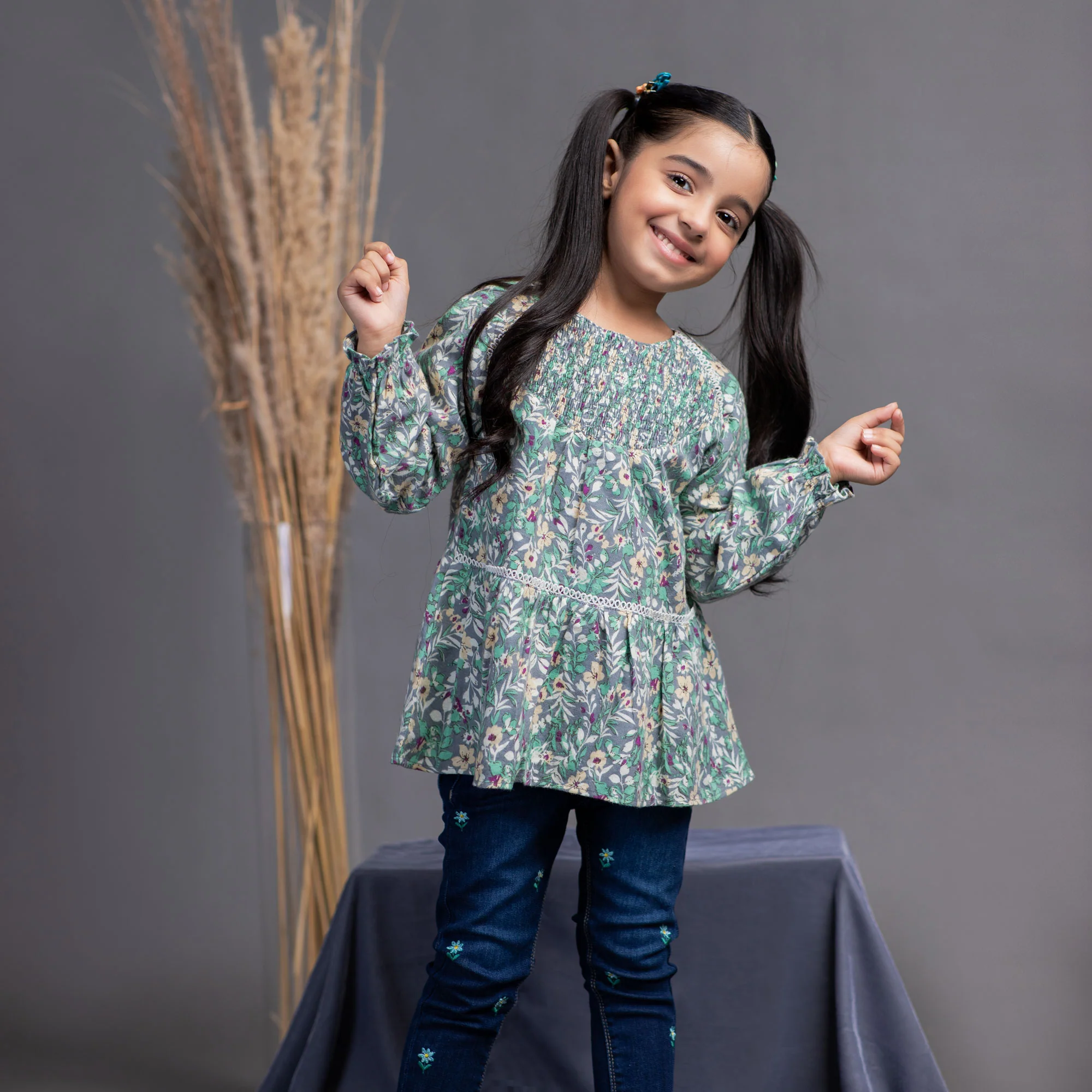 Smocked Flannel Top