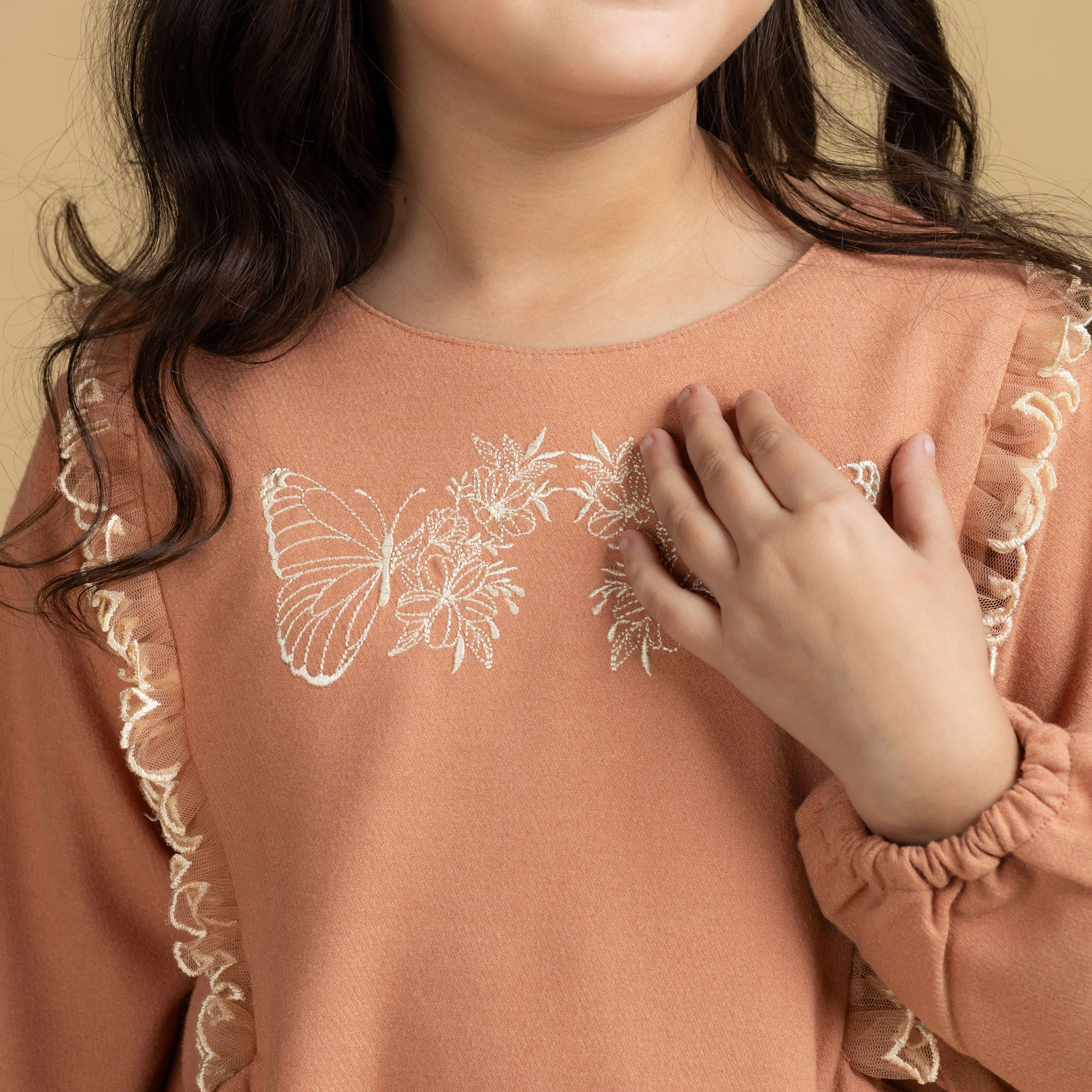Coral Frill Embroidered Top - Image 4