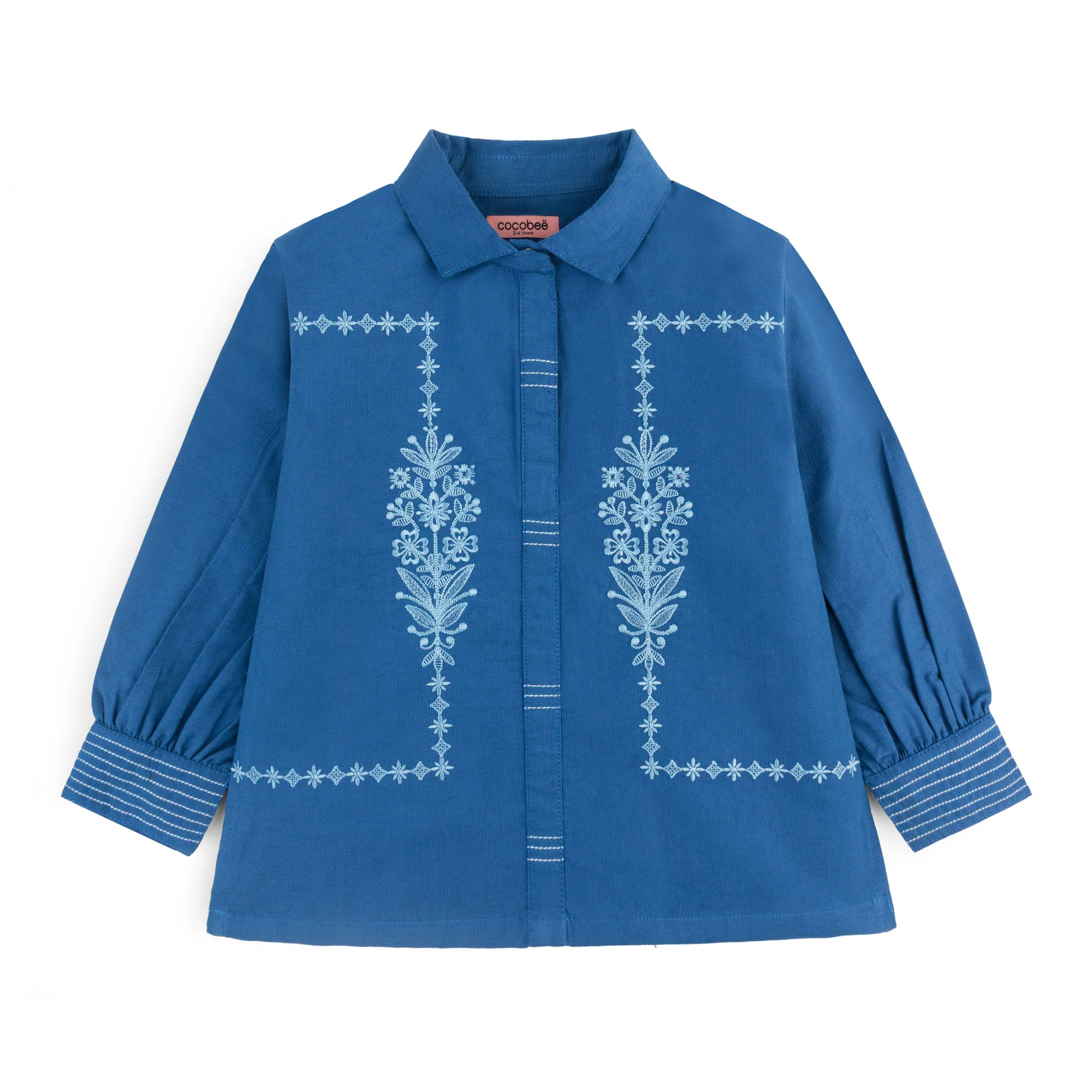 Steel Blue Embroidered Top