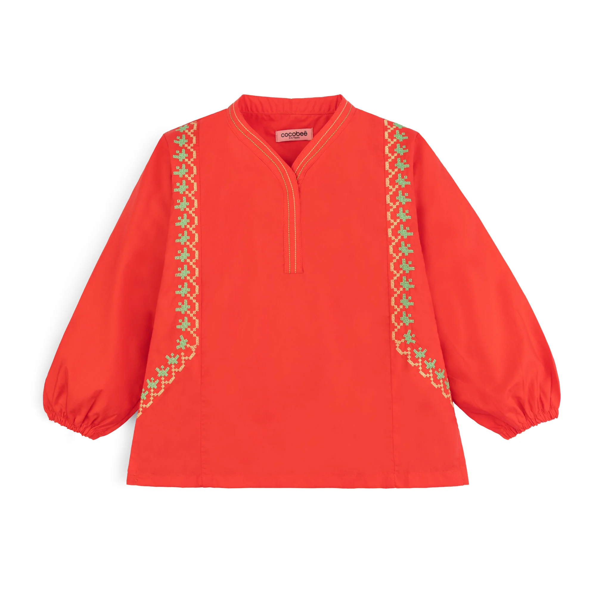 Coral Charm Embroidered Top