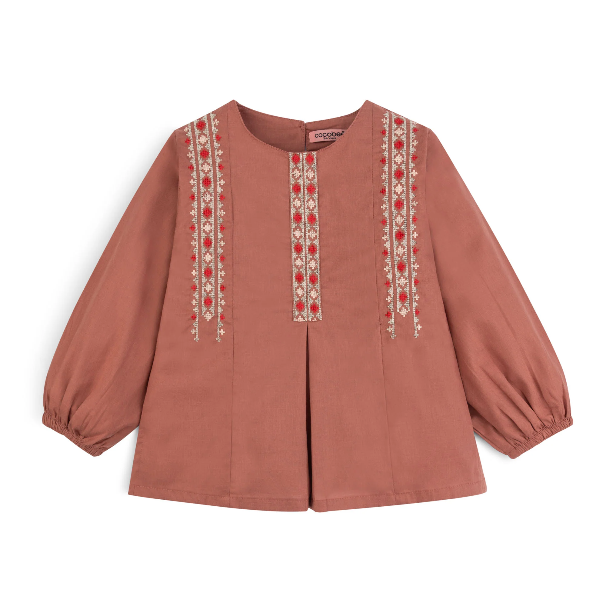 Embroidered Pleated Top