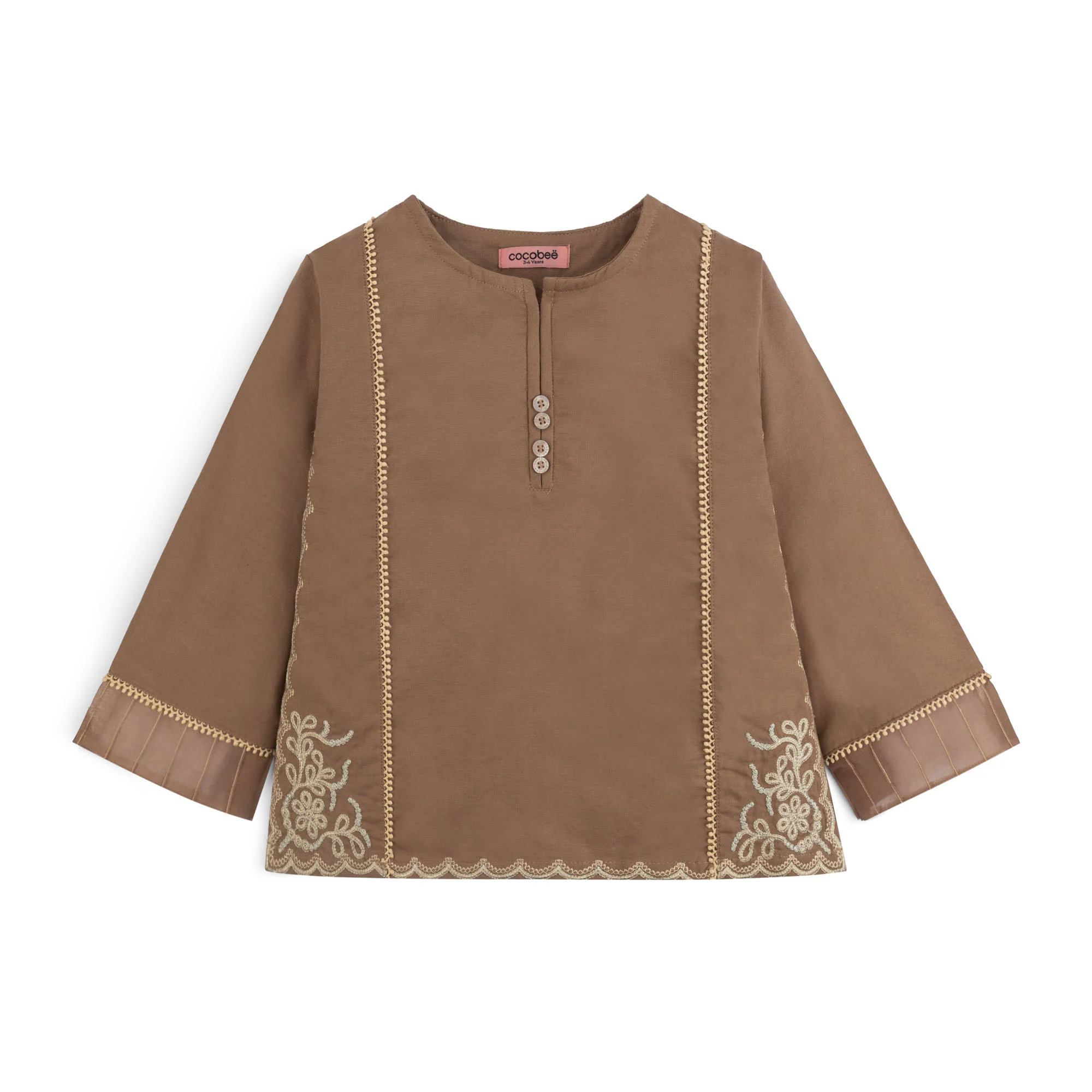 Mocha Embroidered Top