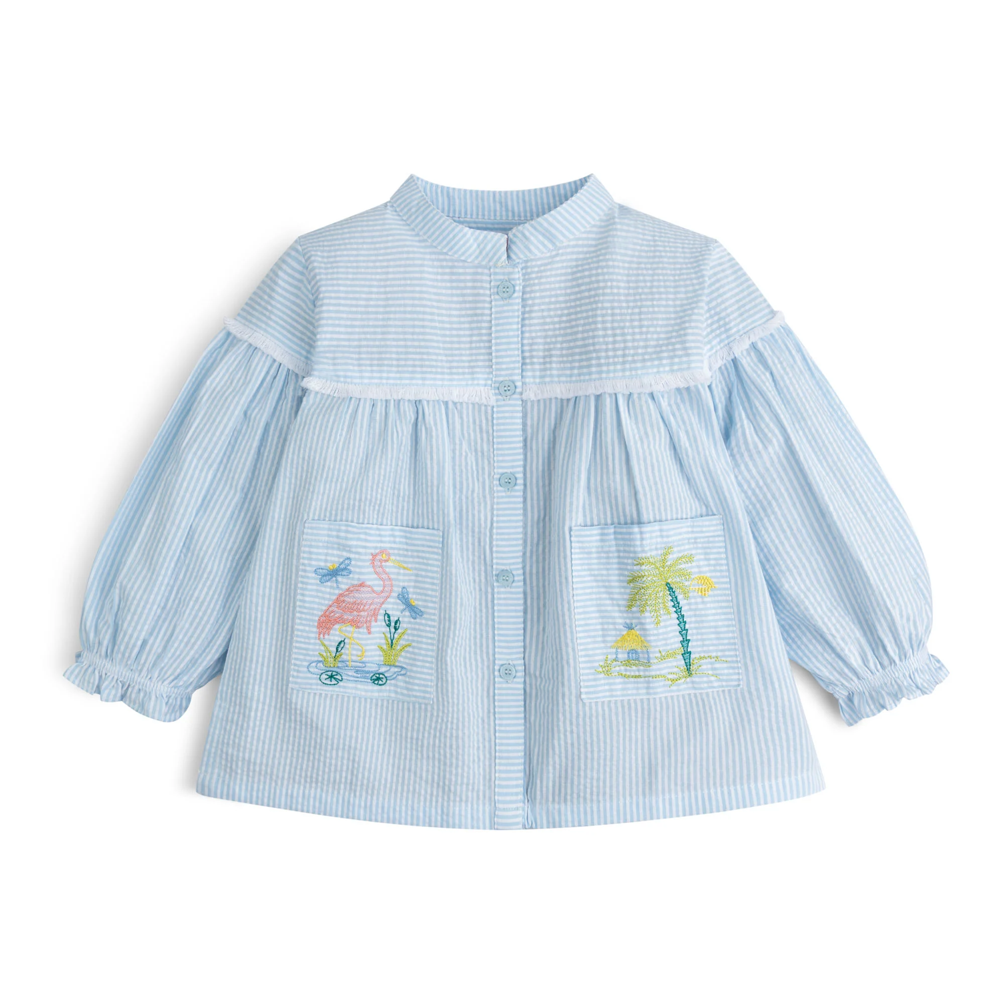 Coastal Stripe Embroidered Top