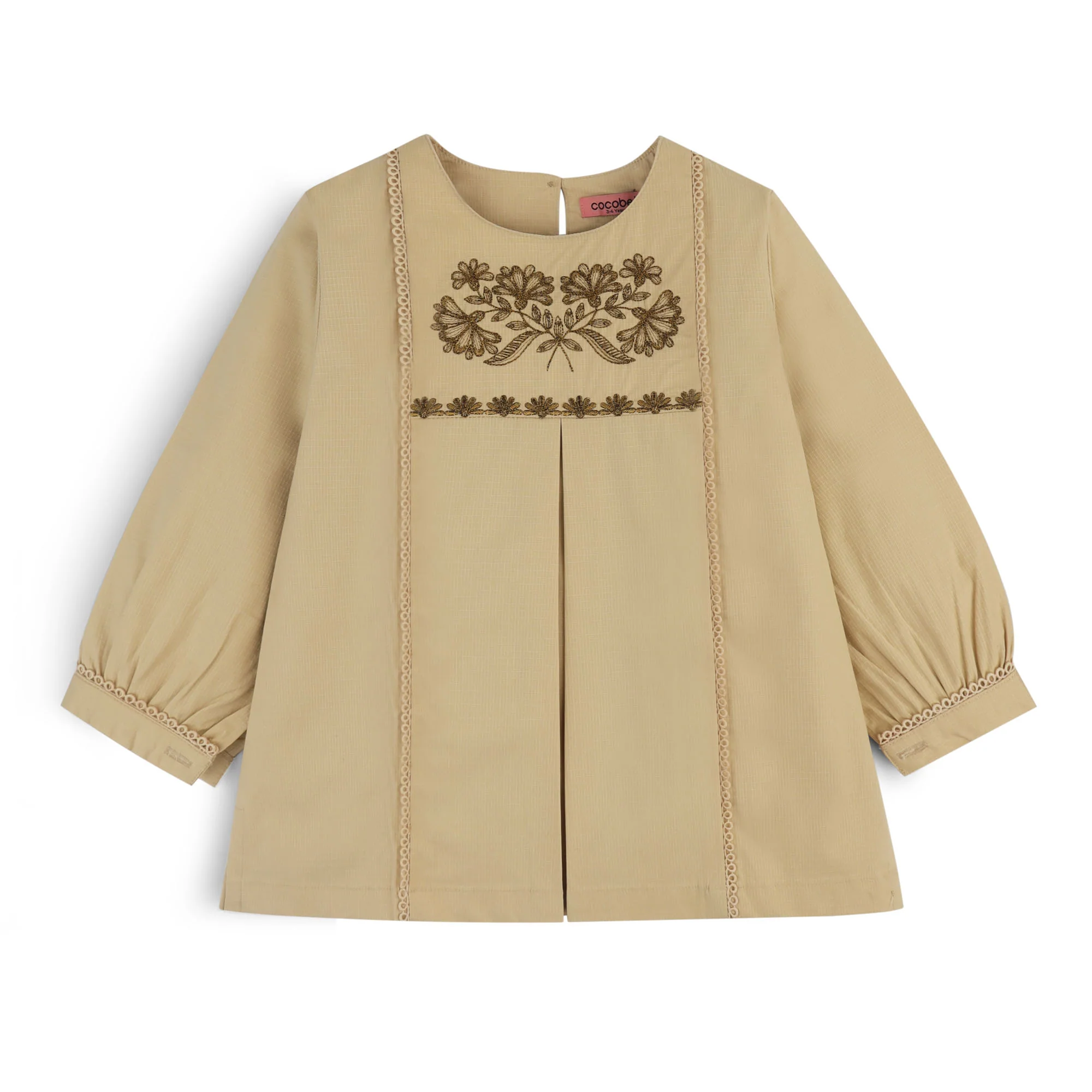 Beige Floral Embroidered Top