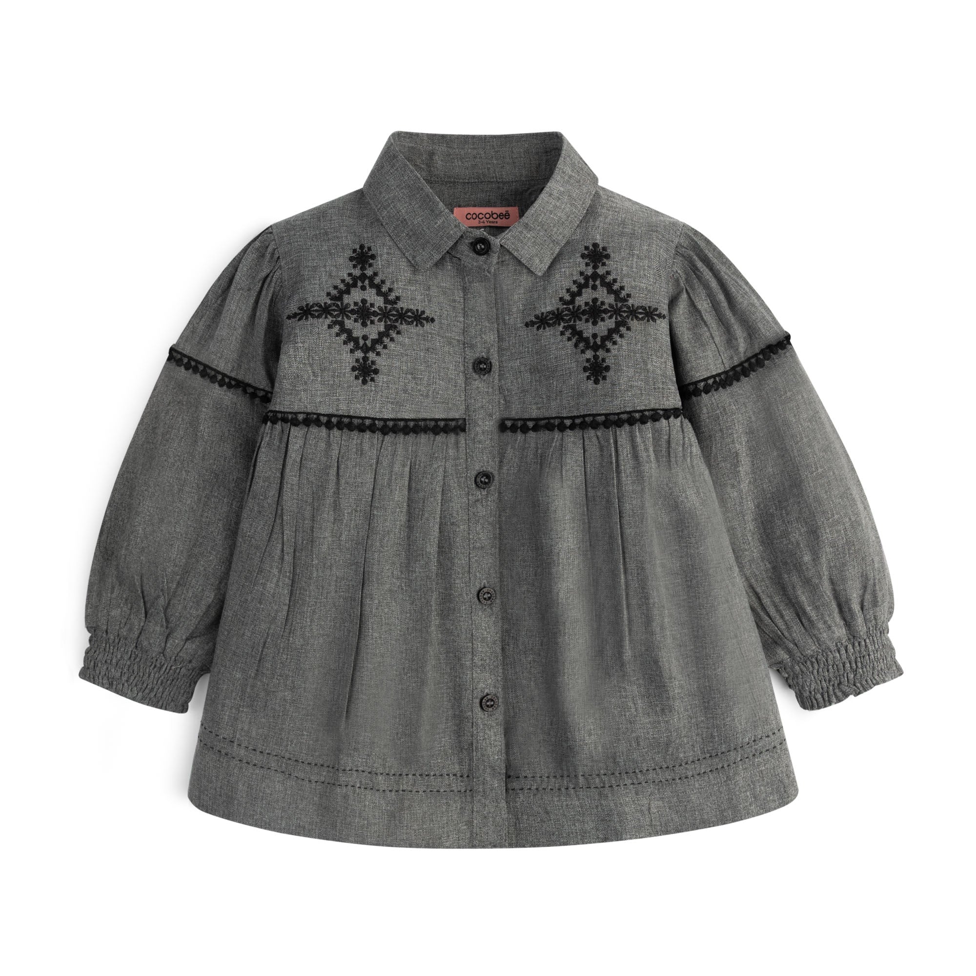 Charcoal Grey Embroidered Top