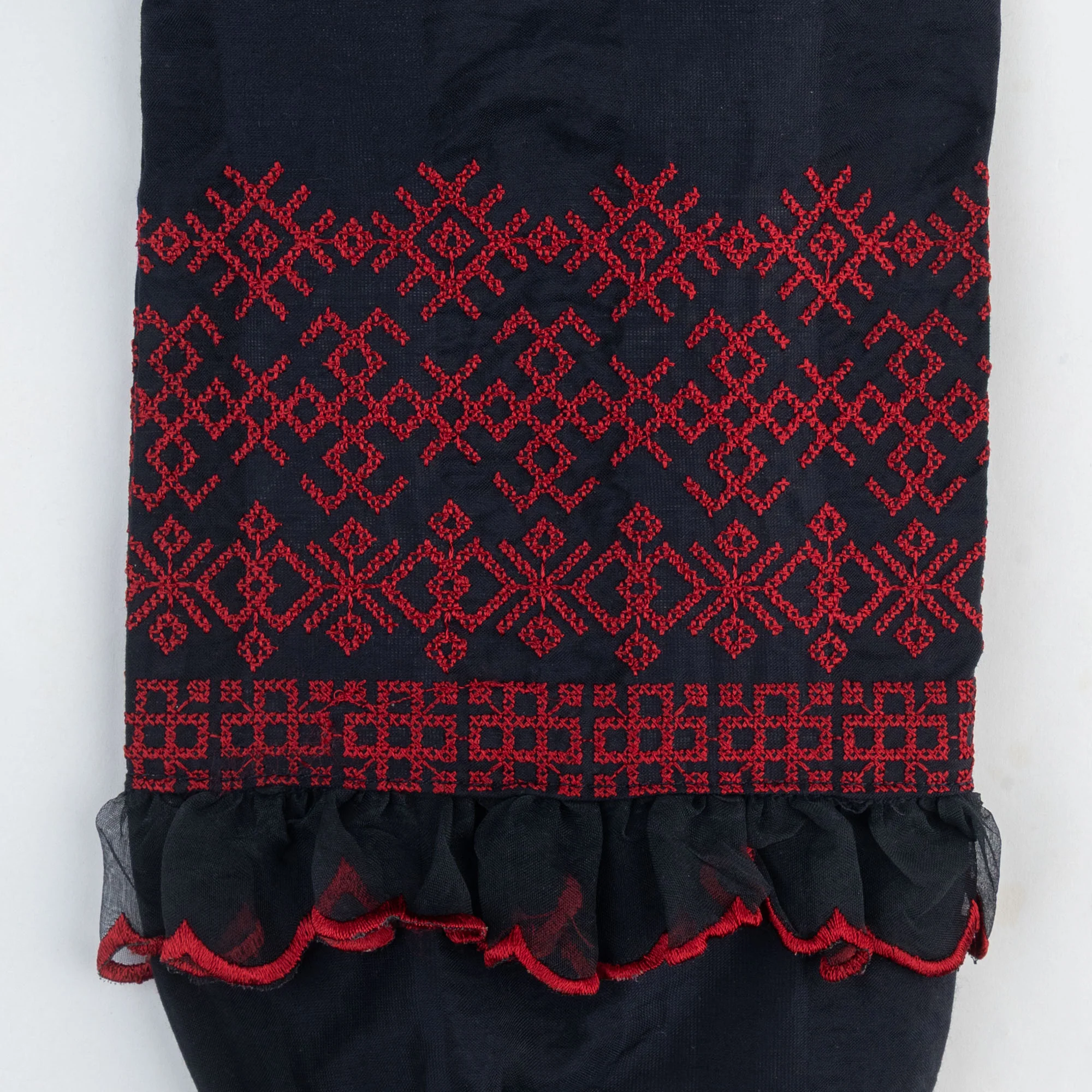 Navy Blue Frilly Embroidered Top - Image 2