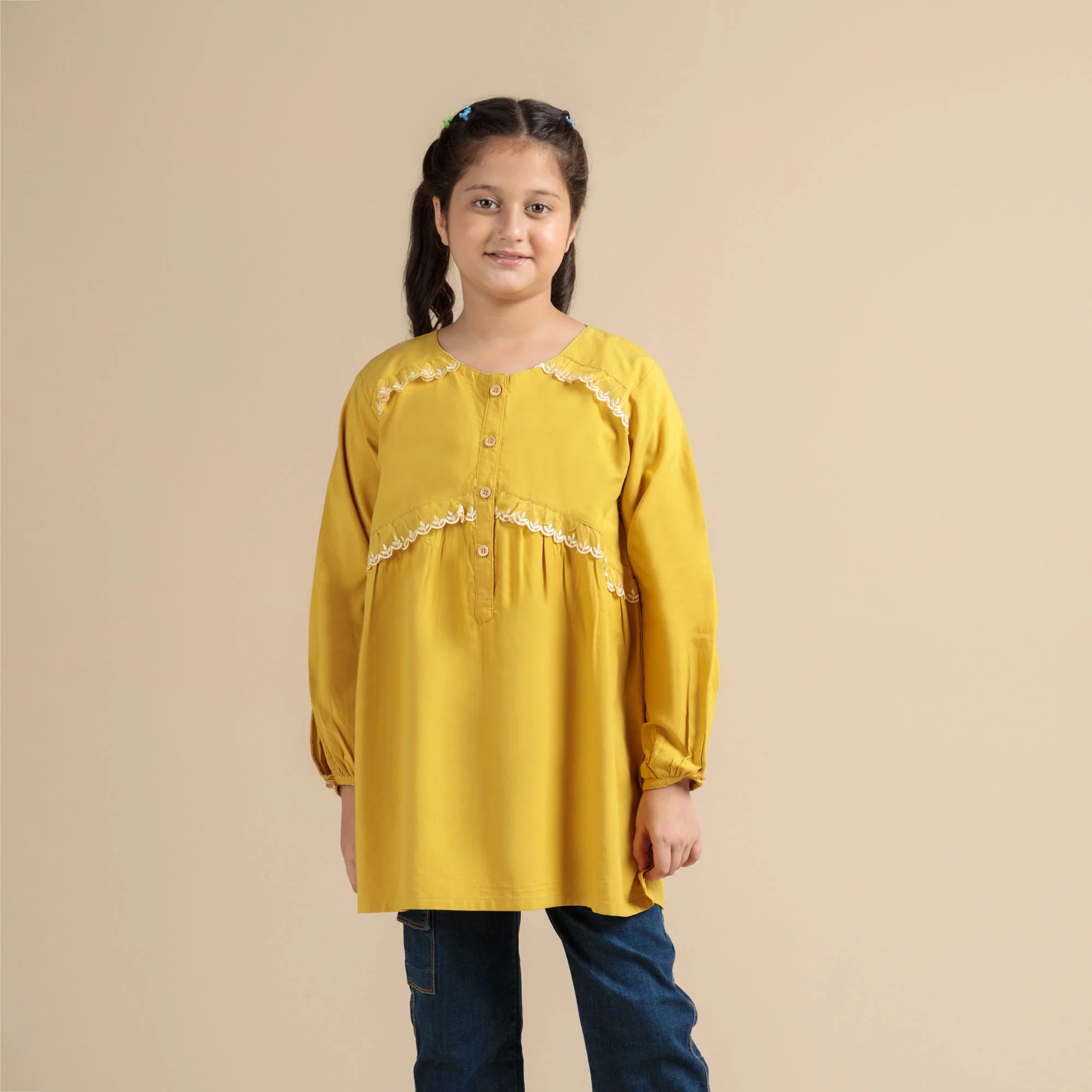 Mustard Buttoned Top