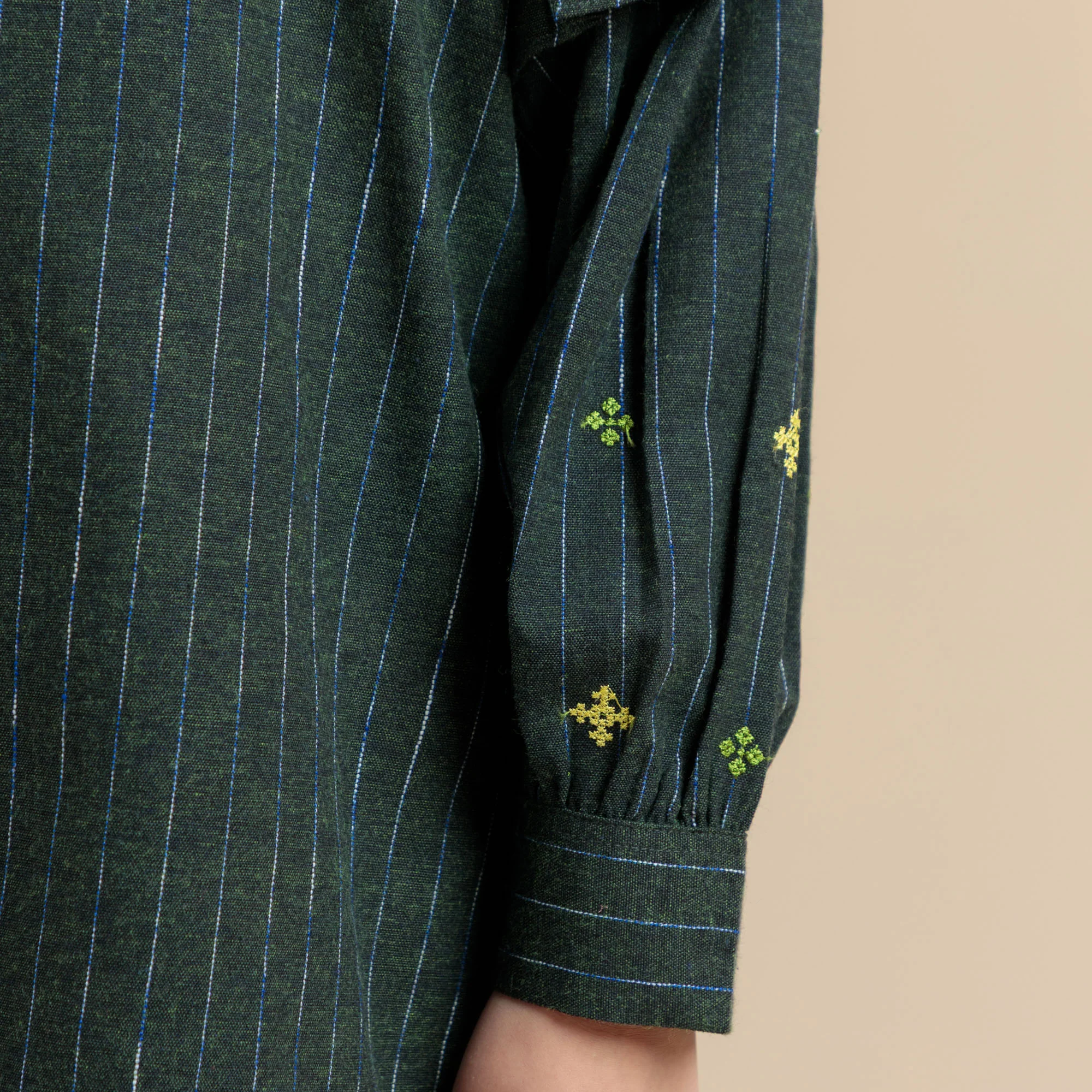 Green Stripe Embroidered Top - Image 3