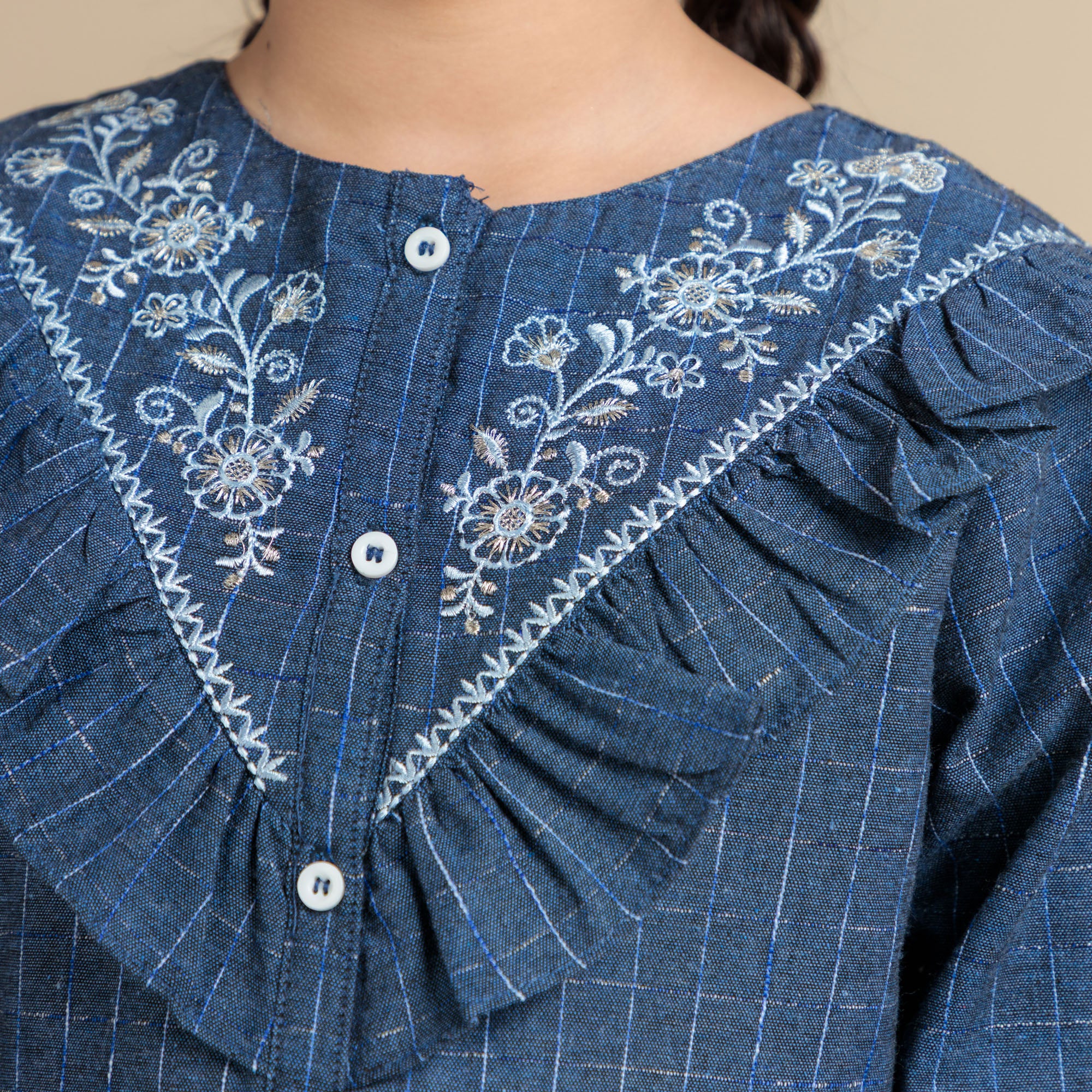 Midnight Blue Embroidered Top - Image 2