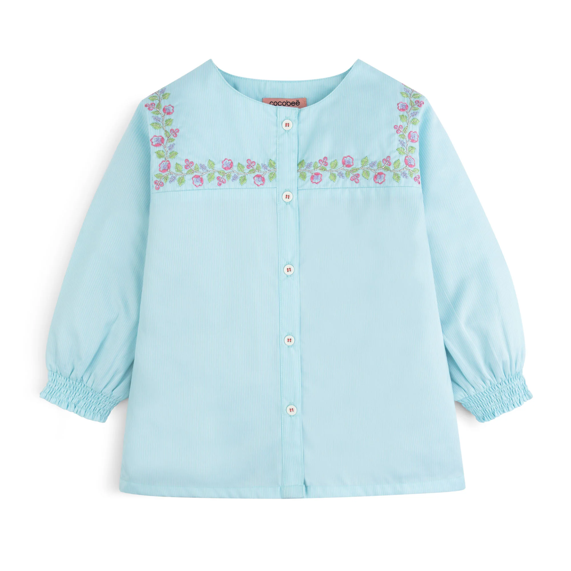 Ice Blue Floral Embroidered Top