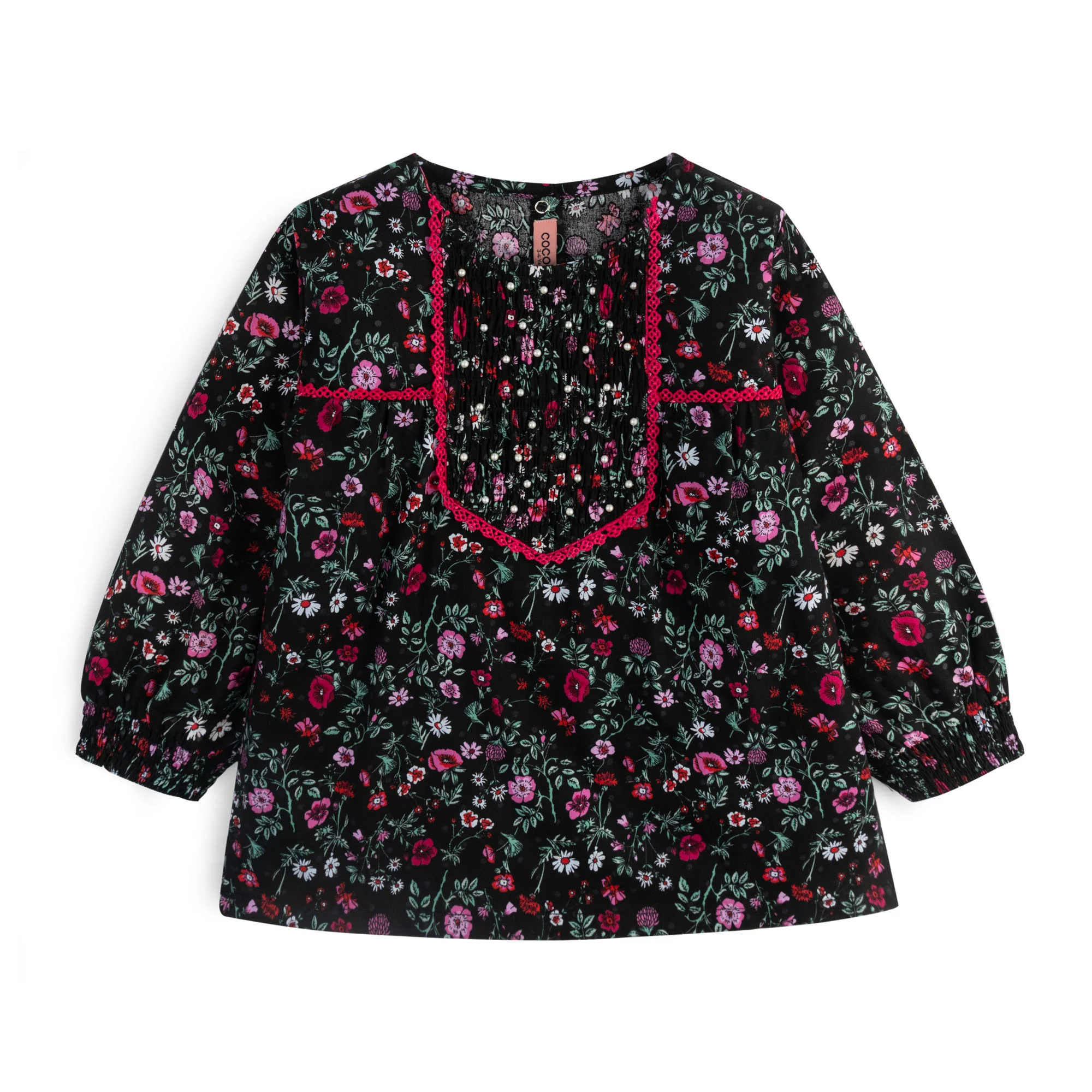 Black Rosewood Floral Top