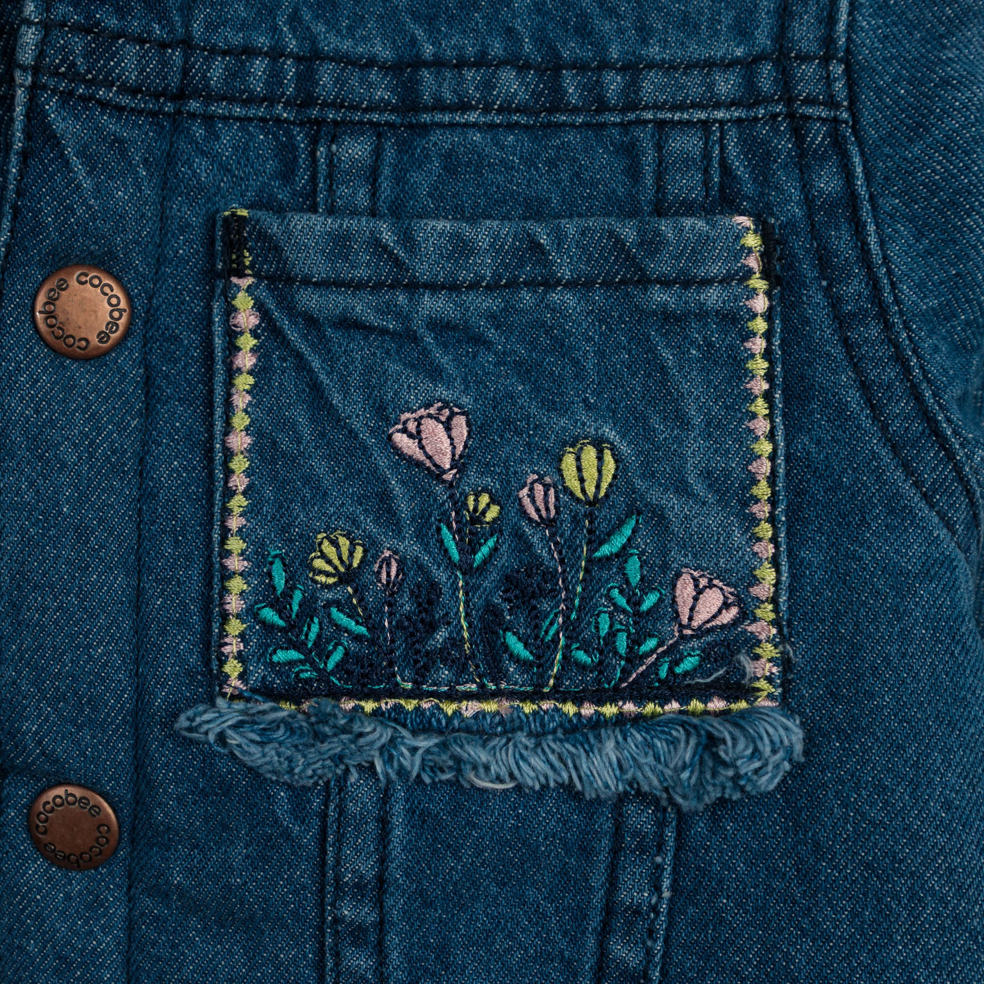 Mid-Blue Embroidered Denim Jacket - Image 2