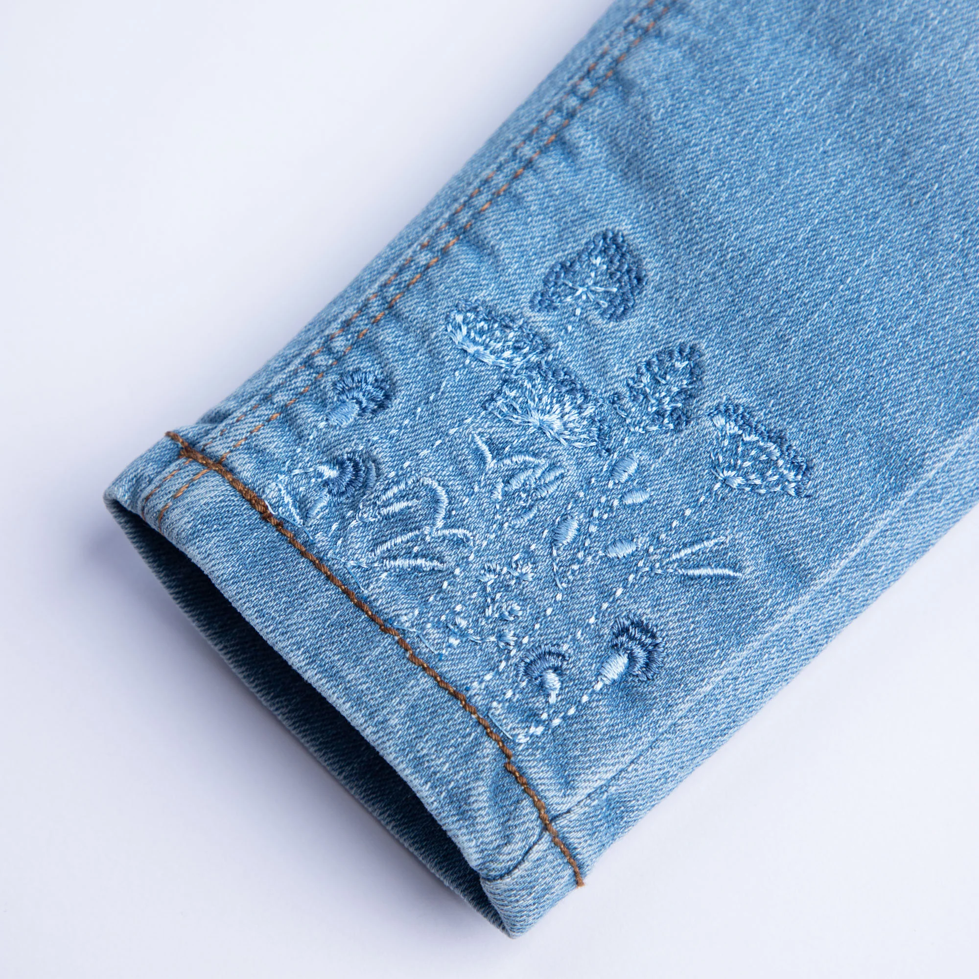 Light Blue Embroidered Denim - Image 3