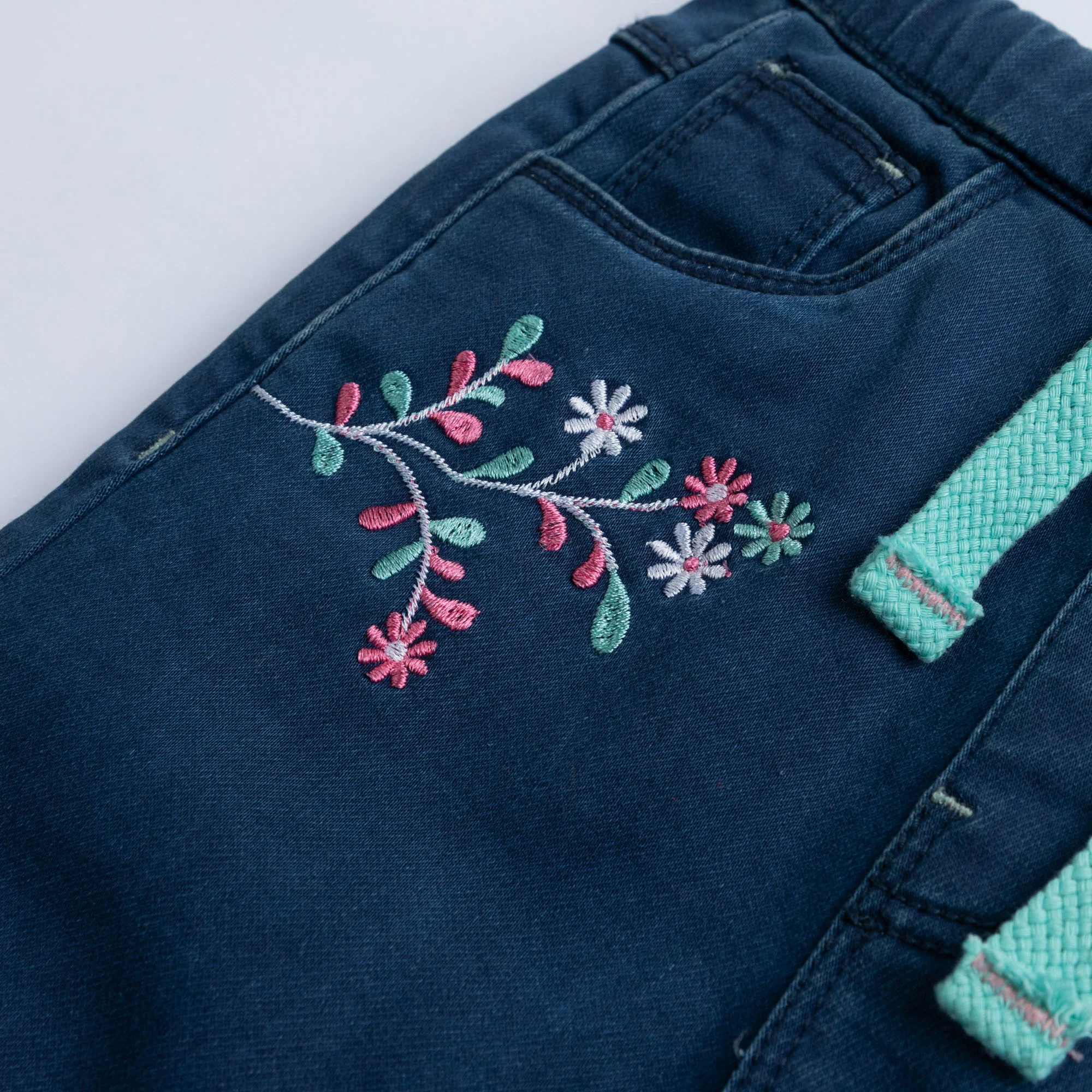 Embroidered Blue Denim Trouser - Image 3