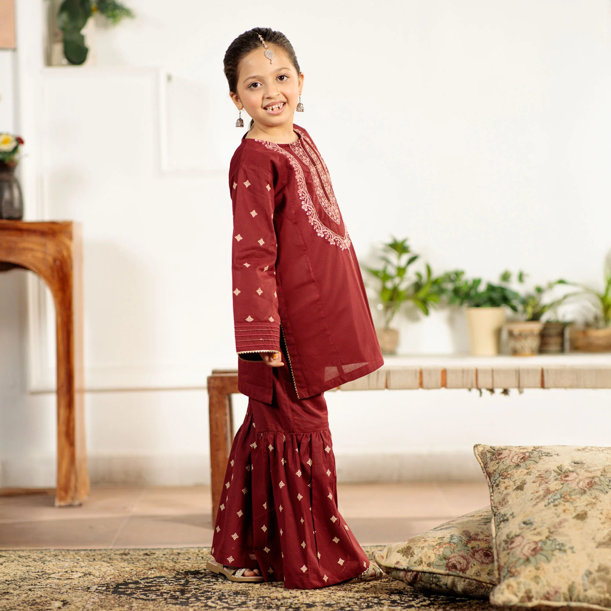 Maroon Heritage Embroidered Suit - Image 2