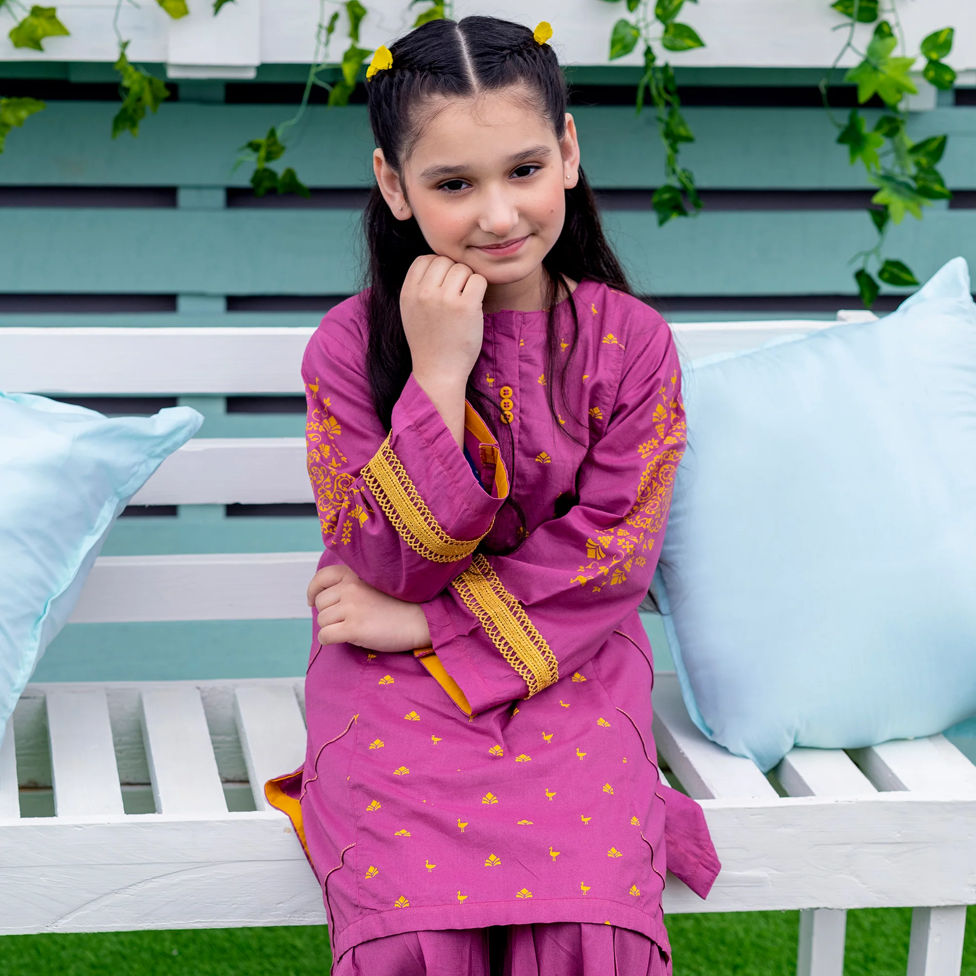 Magenta Folk Printed Suit - Image 2