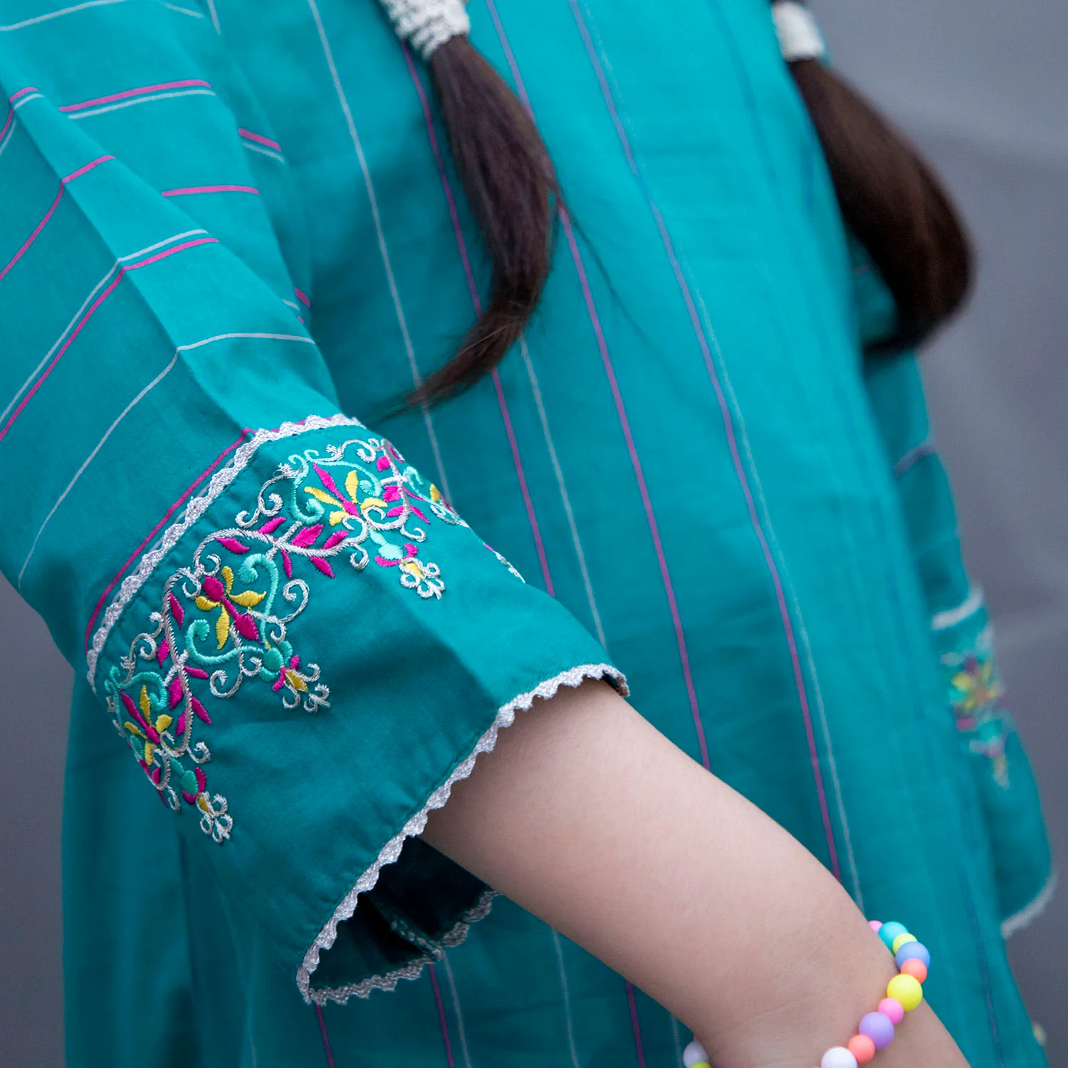 Teal Glam Embroidered Suit - Image 2