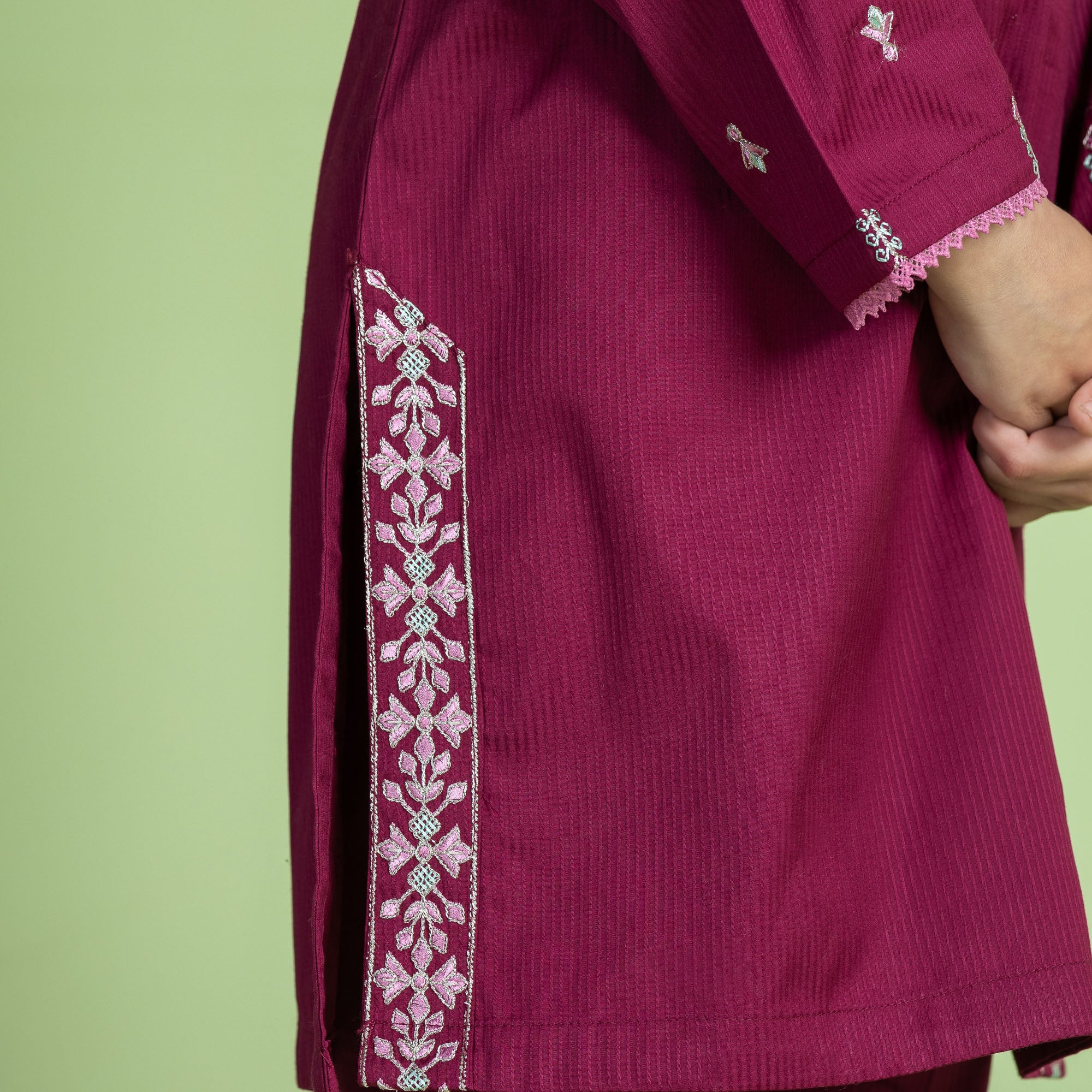 Ethnic Maroon Two Piece Suit - Image 4