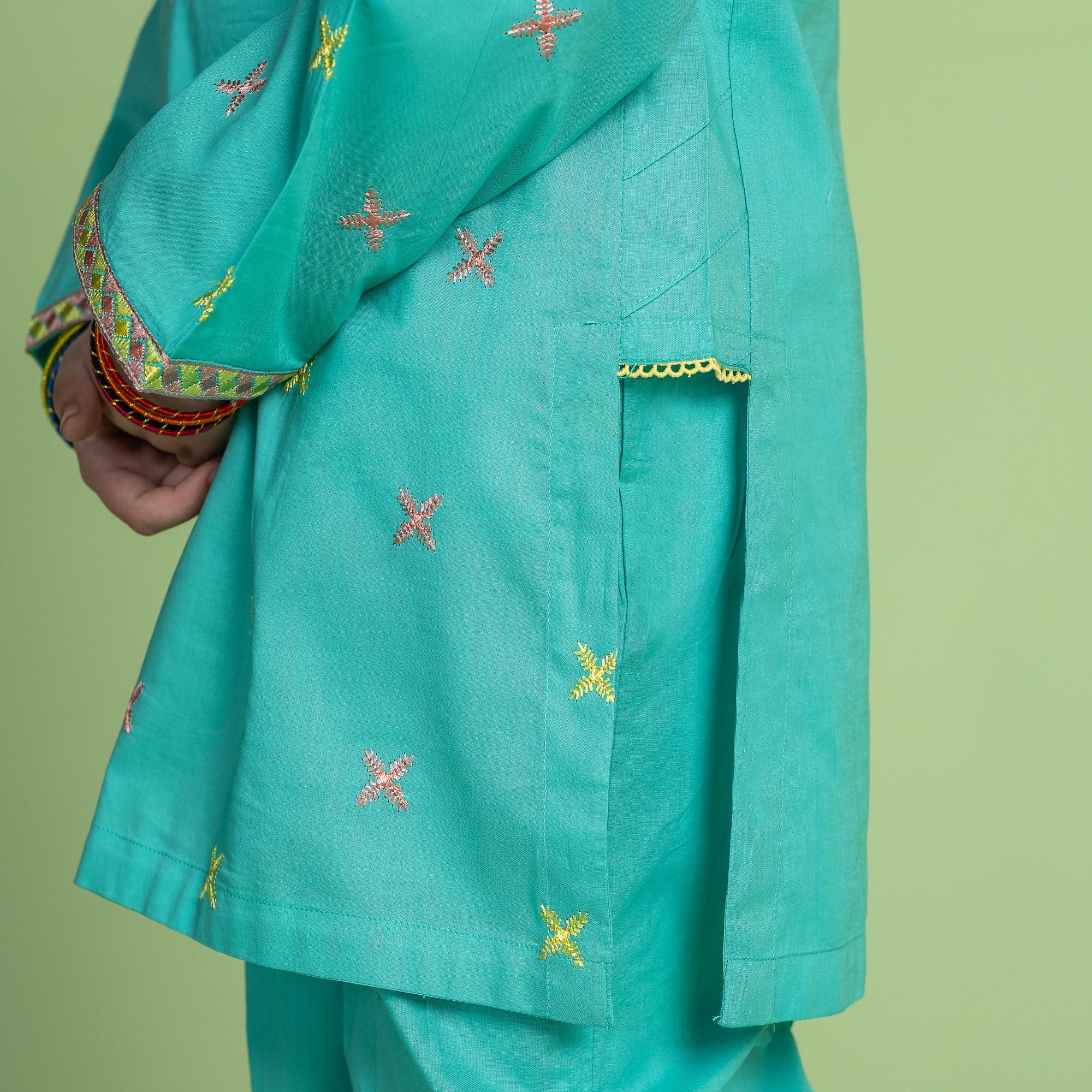 Lively Blue Embroidered Suit - Image 4