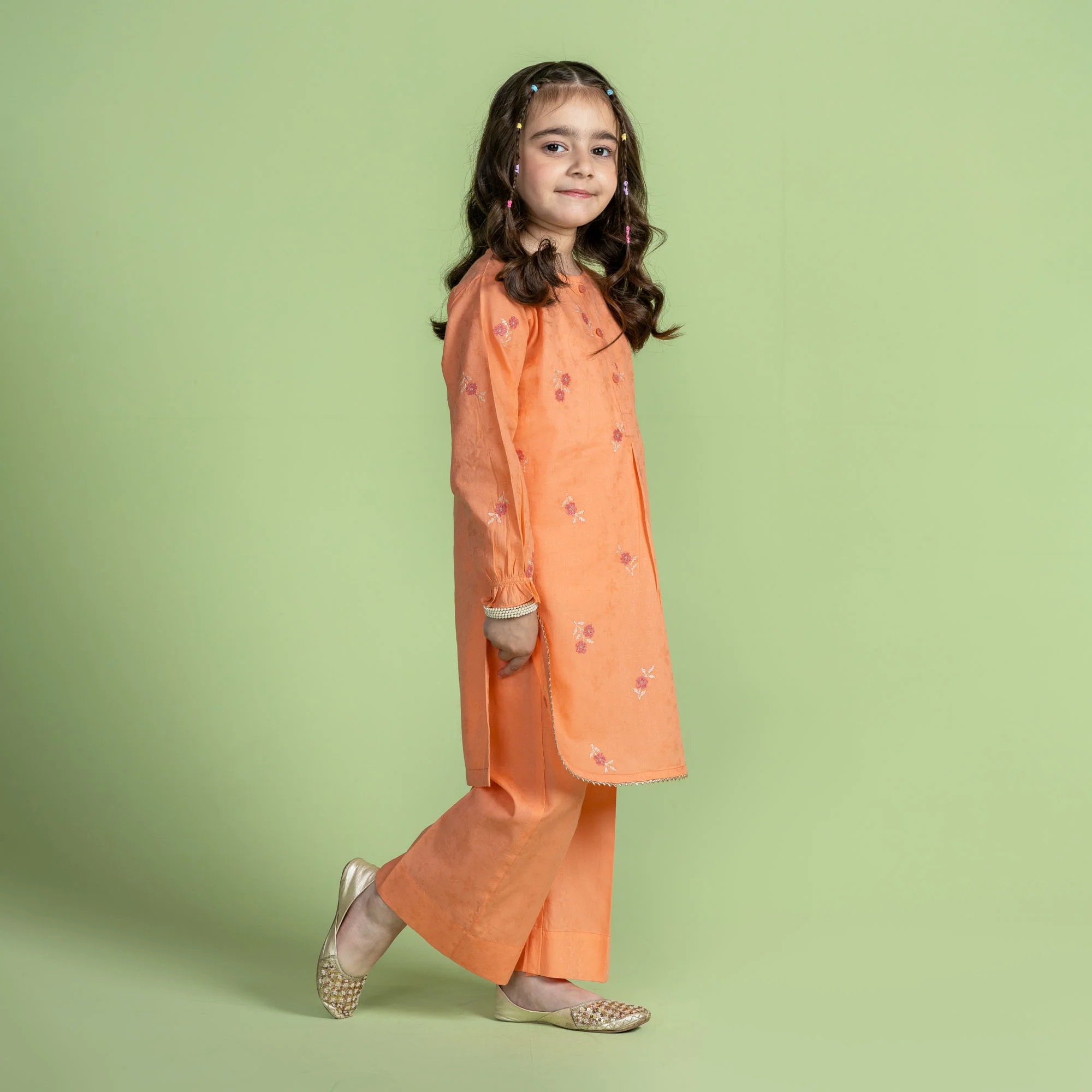 Coral Peach Embroidered Suit - Image 2