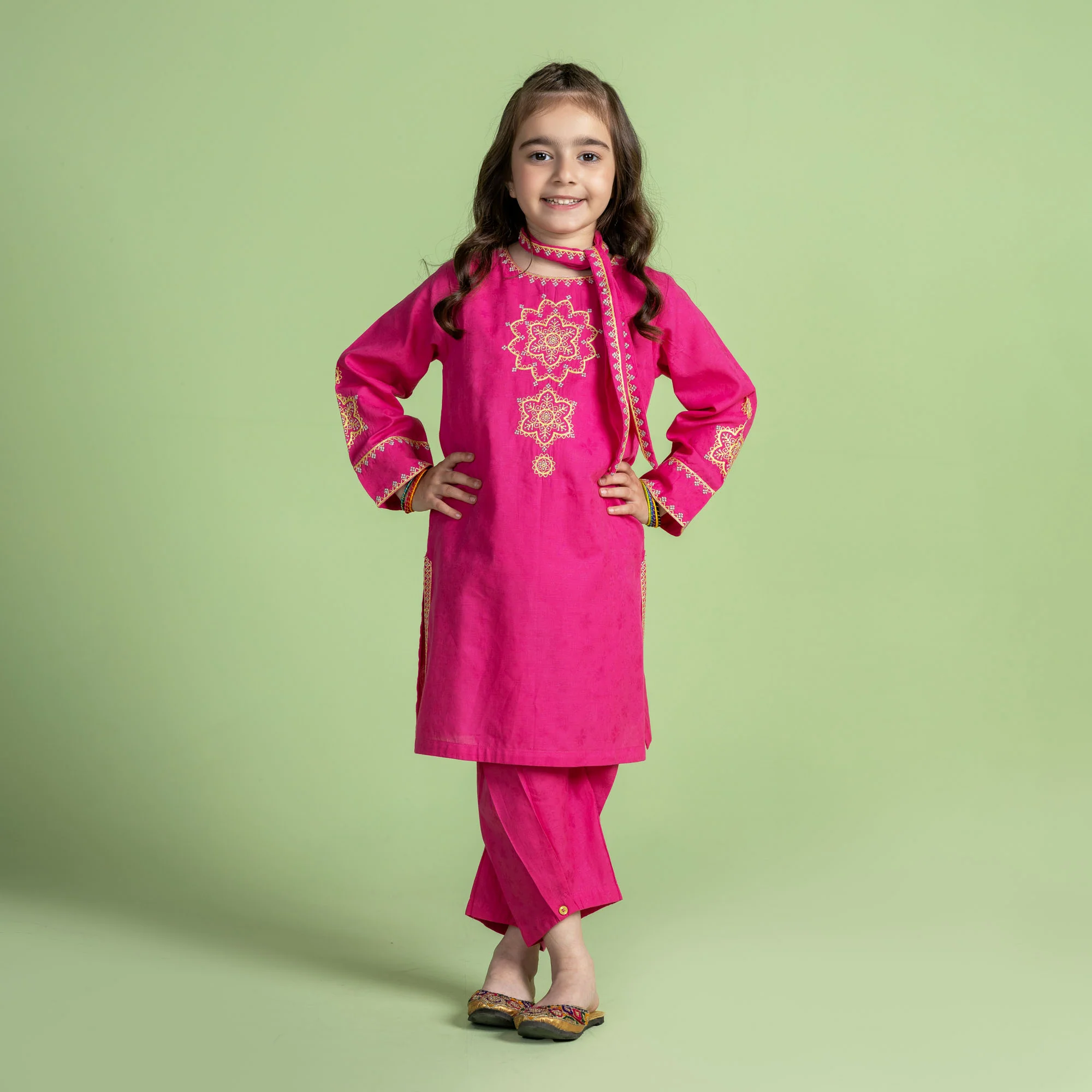 Bright Pink Embellished Suit