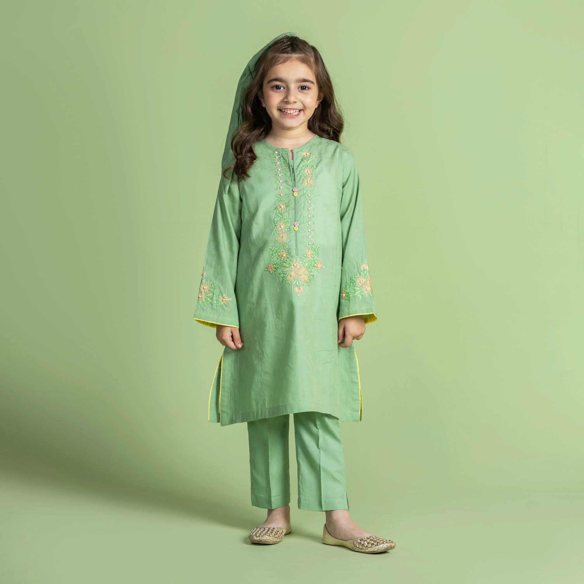 Pistachio Embroidered Suit