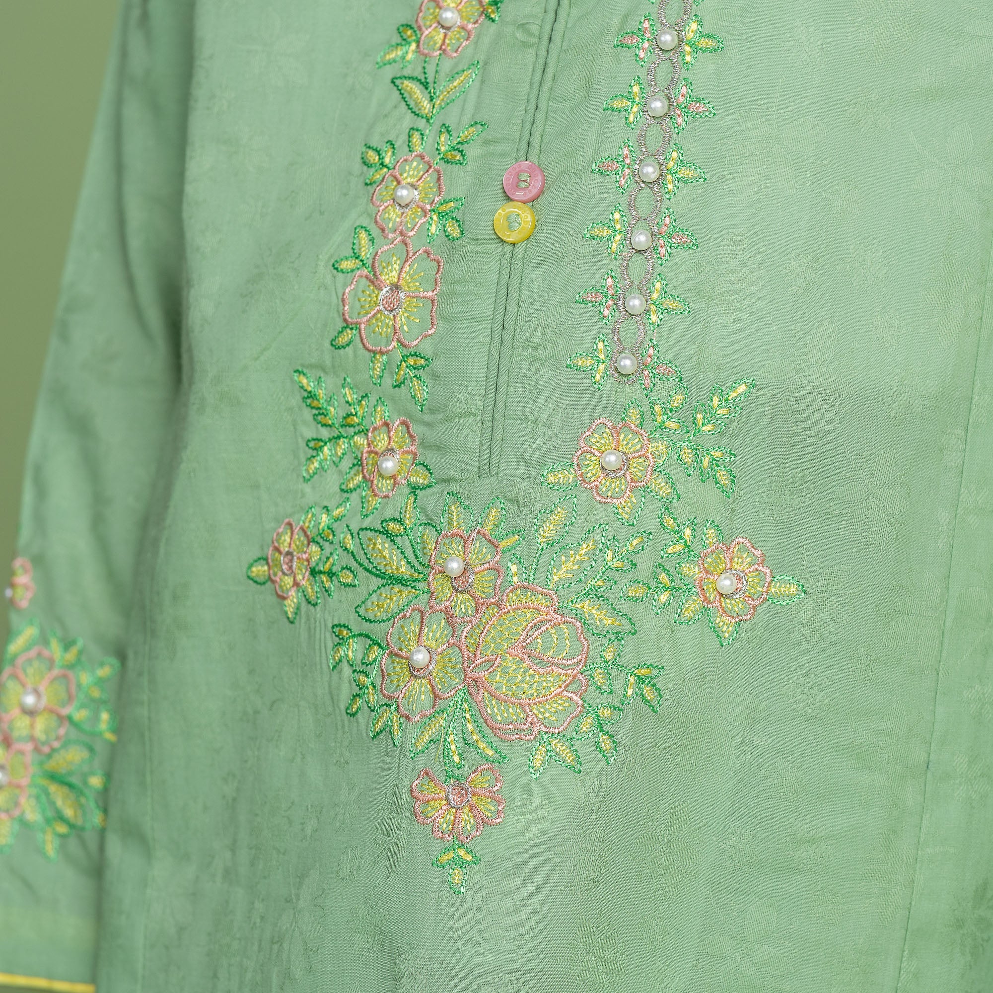 Pistachio Embroidered Suit - Image 4