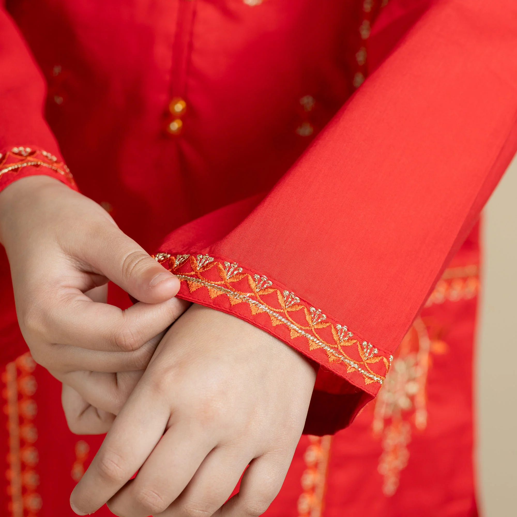 Gleamy Red Embroidered Two-Piece - Image 4