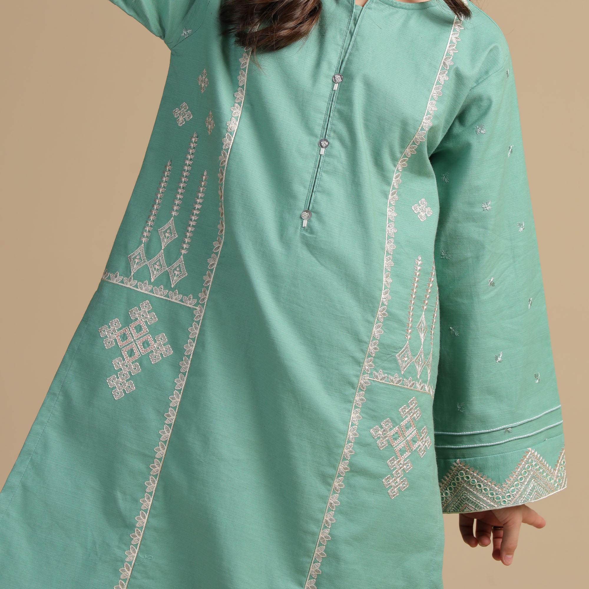 Mint Grace Embroidered Dress - Image 5