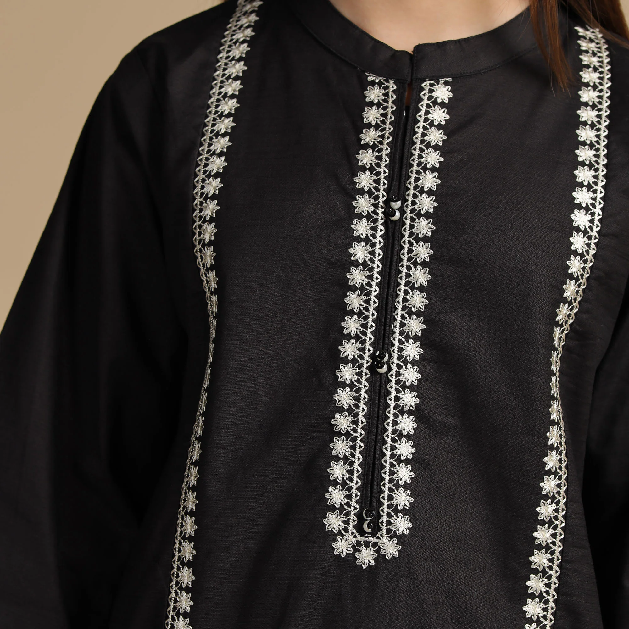 Midnight Charm Embroidered Dress - Image 5