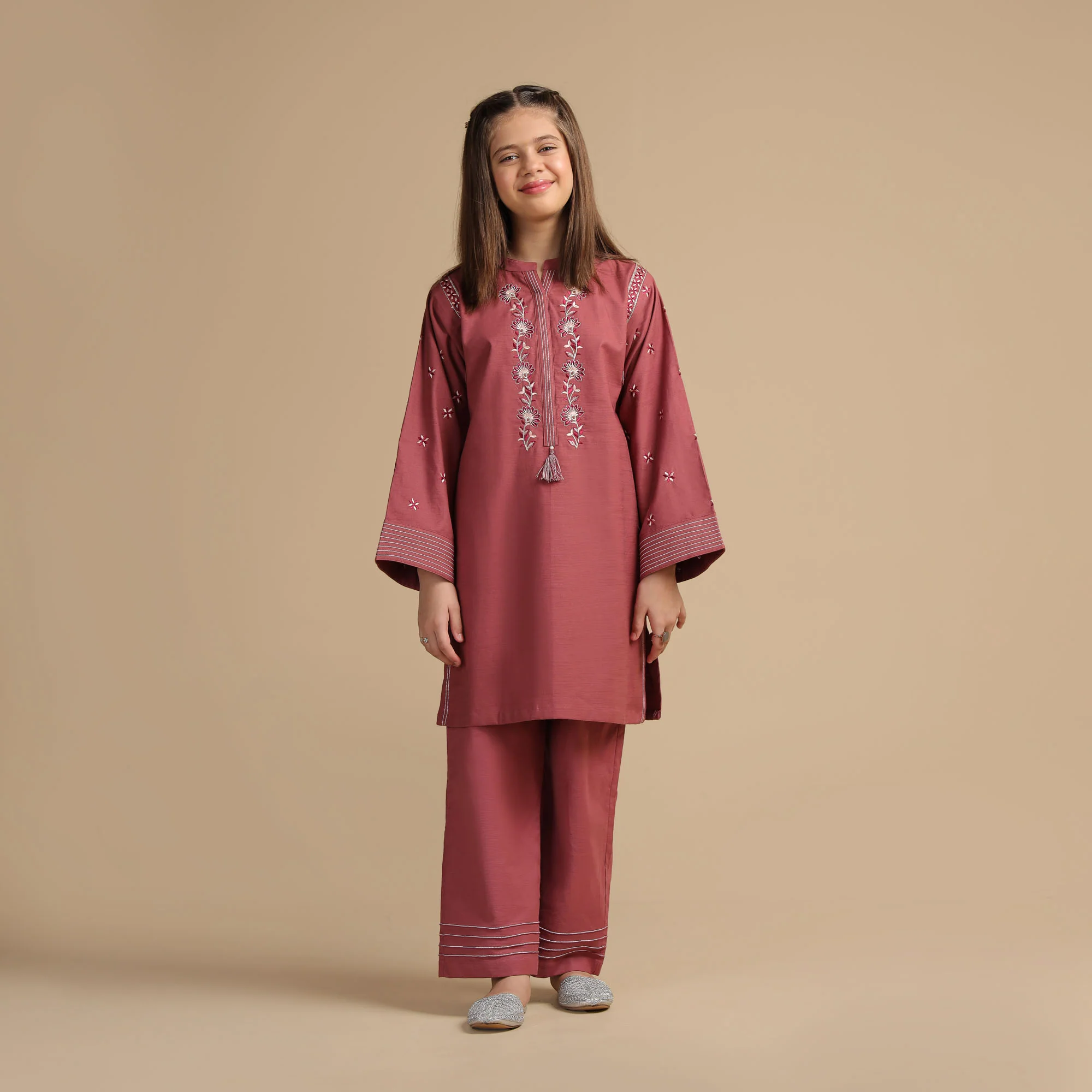 Dusty Rose Embroidered Two-Piece