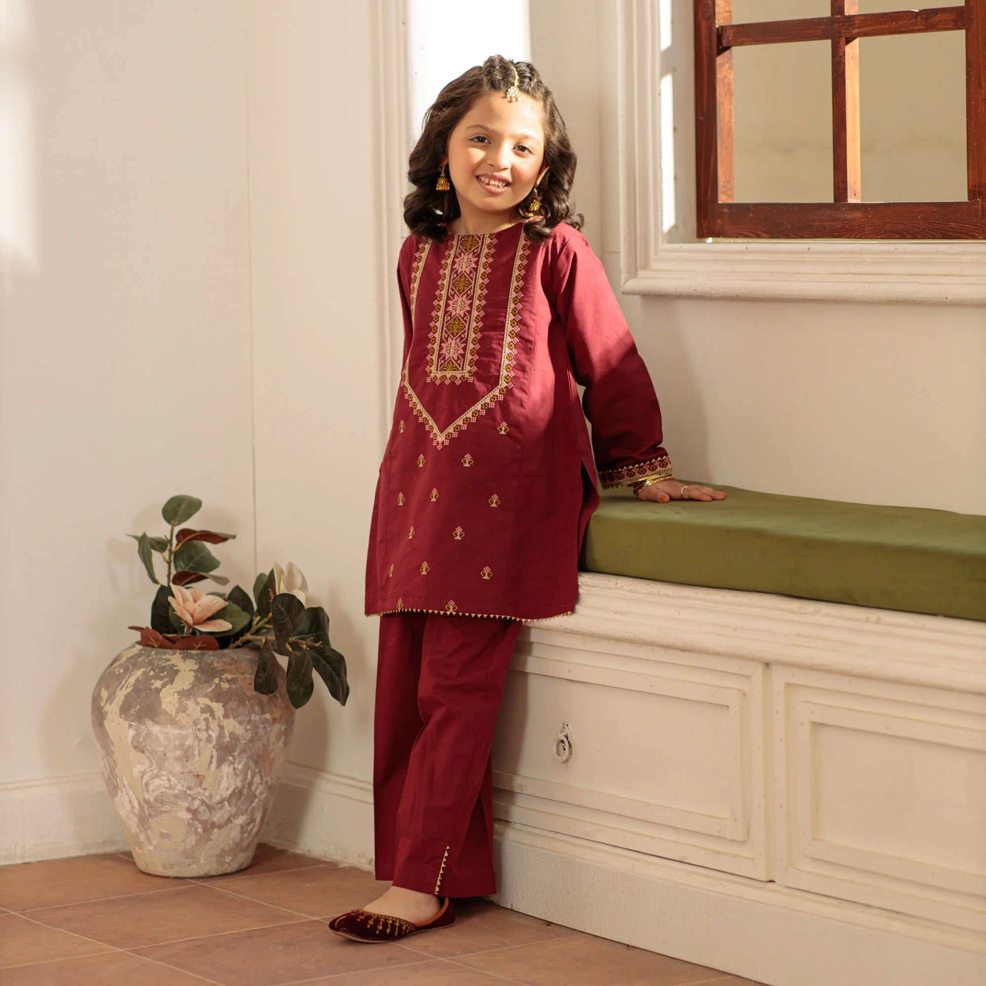 Maroon Luxe Threadwork Suit - Image 2