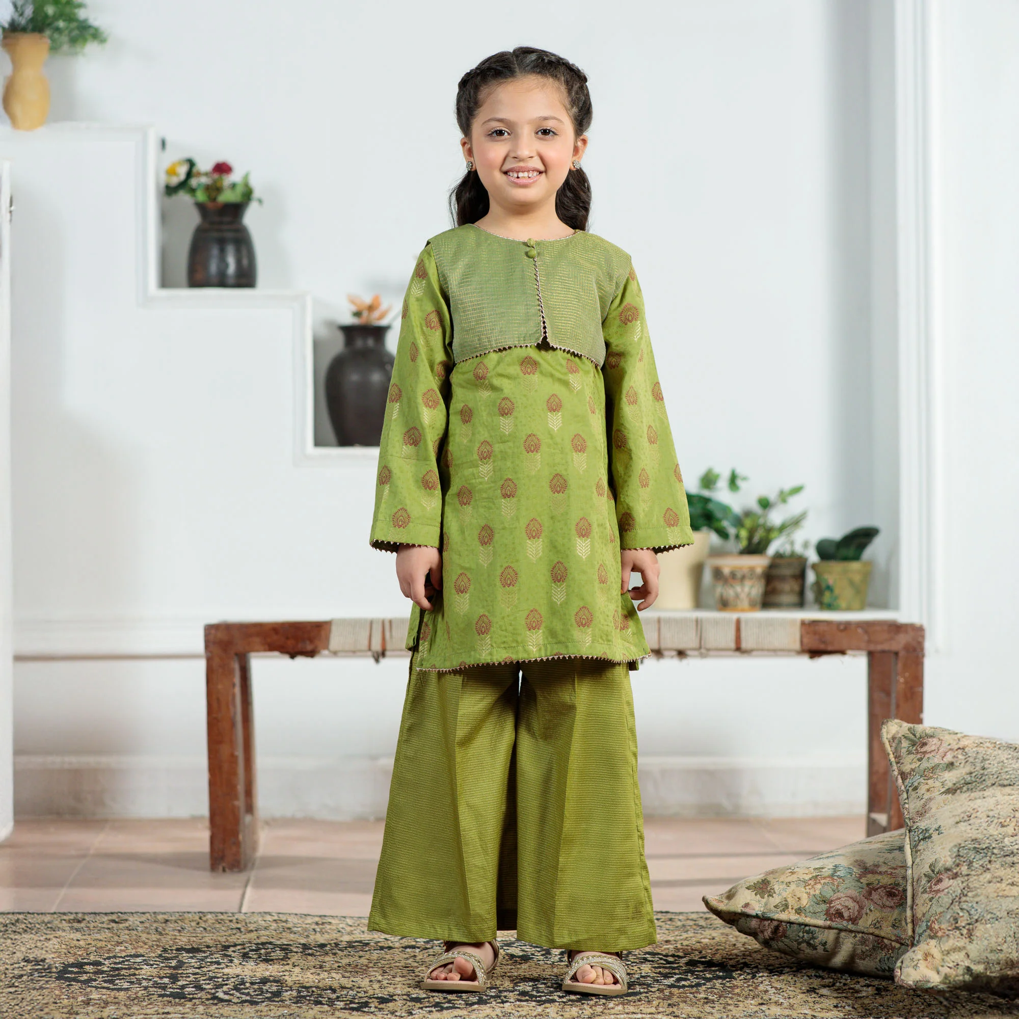 Olive Aura Ethnic Suit
