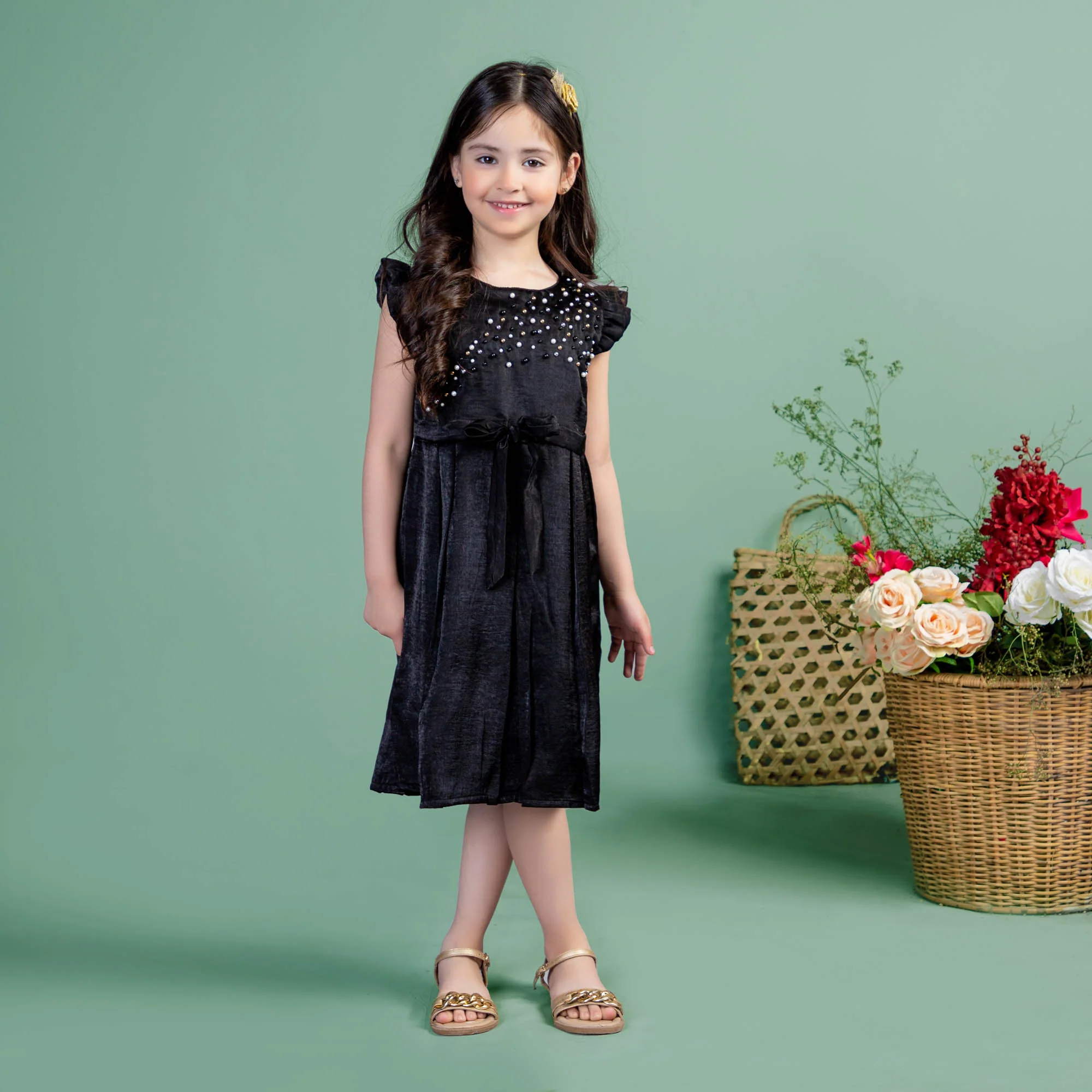 Glorious Black Embellished Frock
