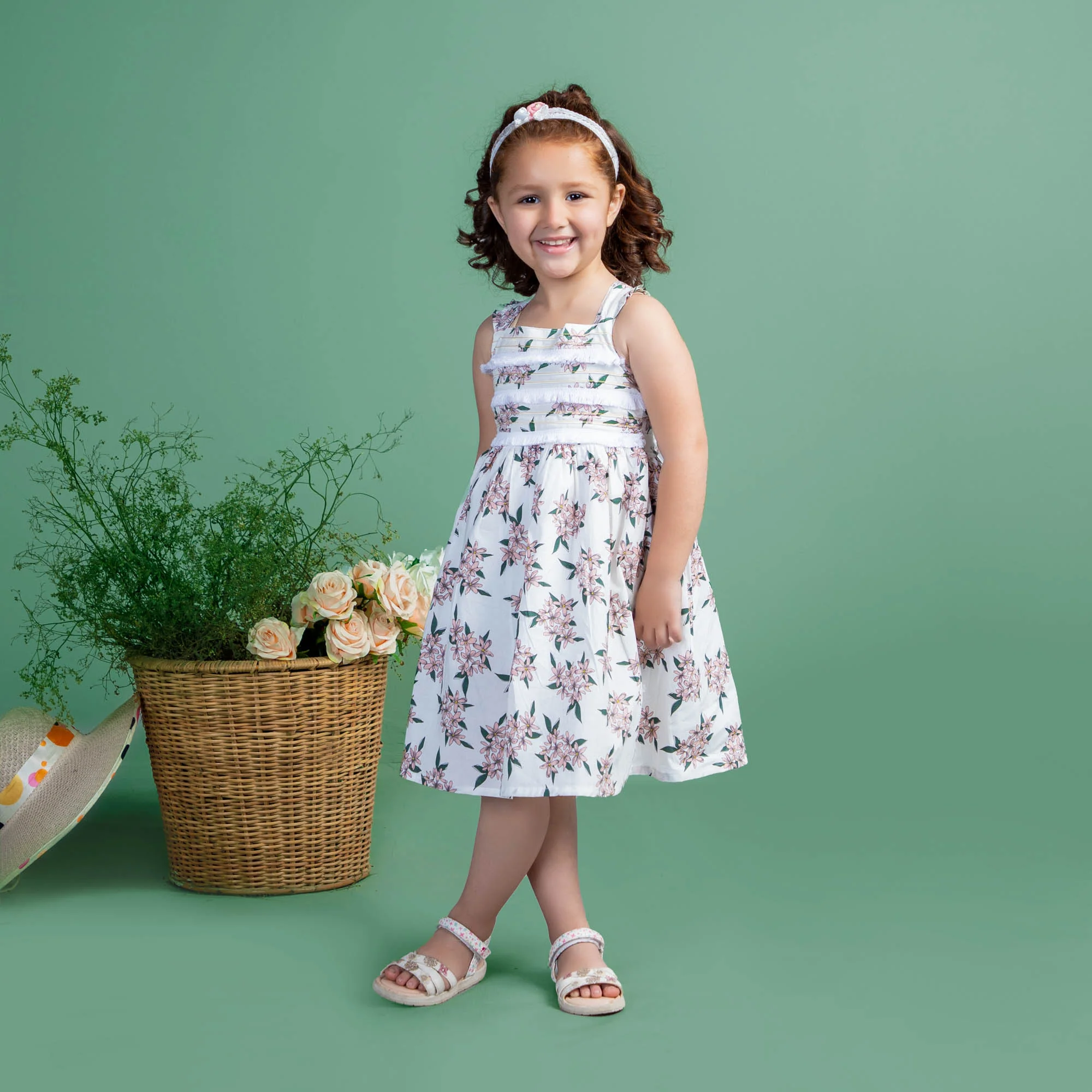 Floral Print Strap Shoulder Frock