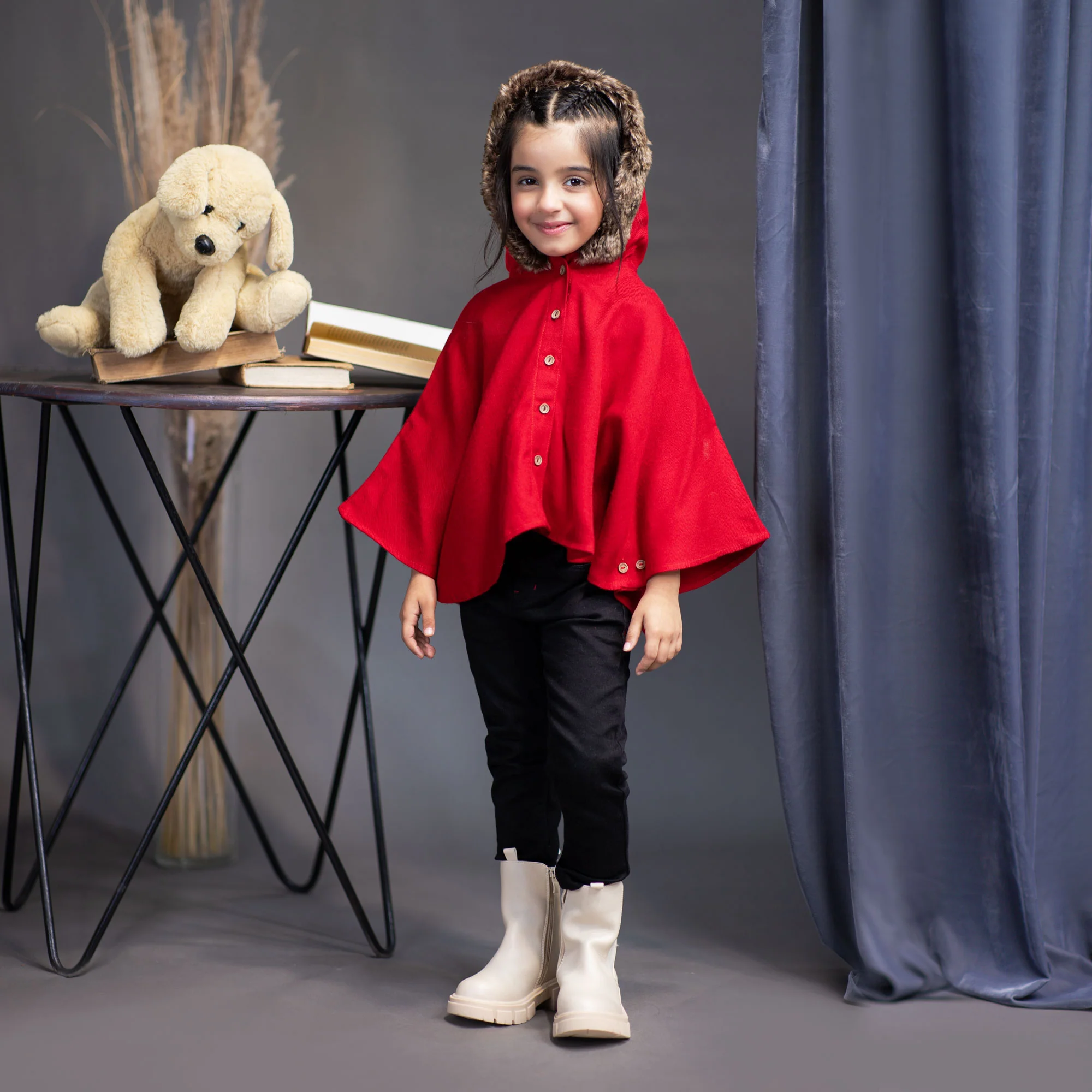 Woolen Red Poncho - Image 2