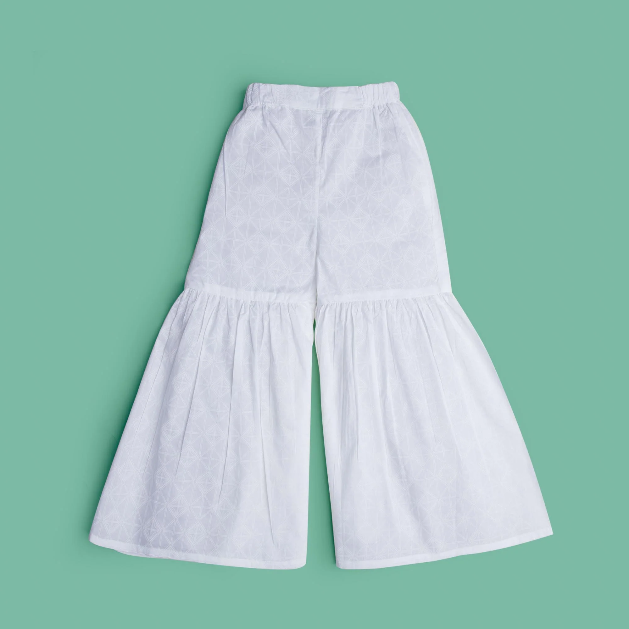 Self Printed White Sharara