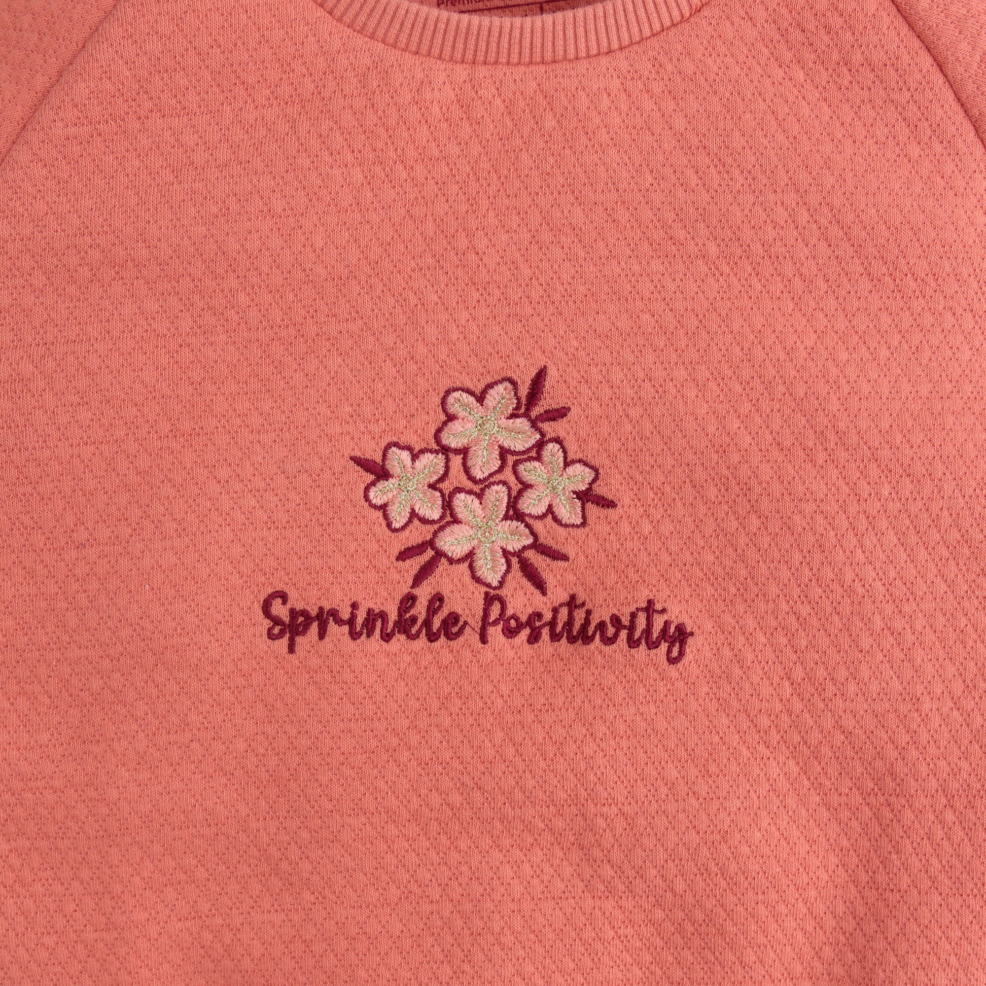 Coral Pink Embroidery Sweatshirt - Image 2
