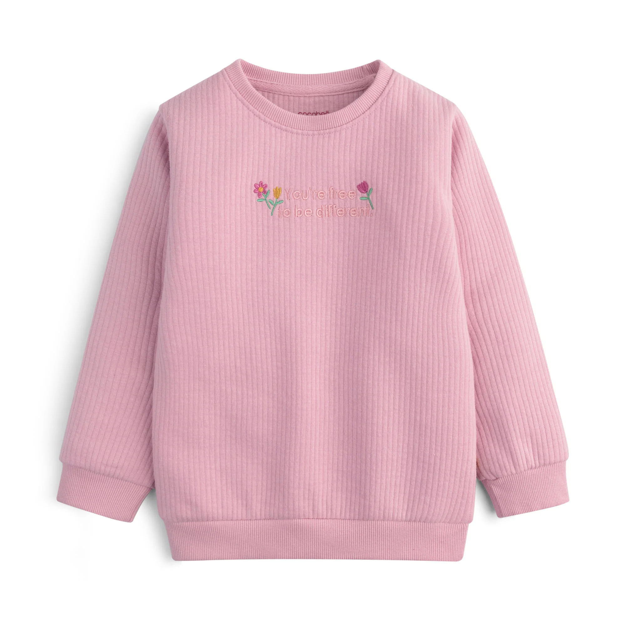 Soft Pink Ribbed Sweatshirt