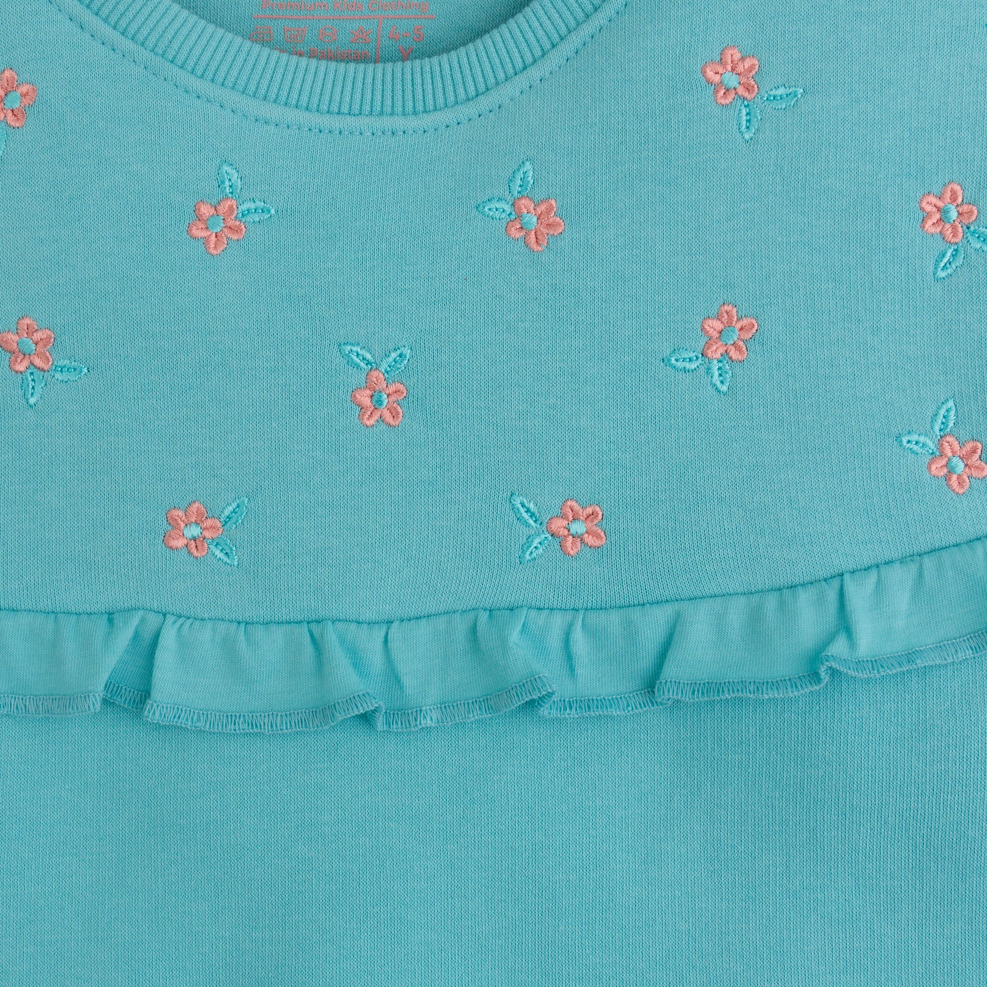 Aqua Frill Embroidered Sweatshirt - Image 2