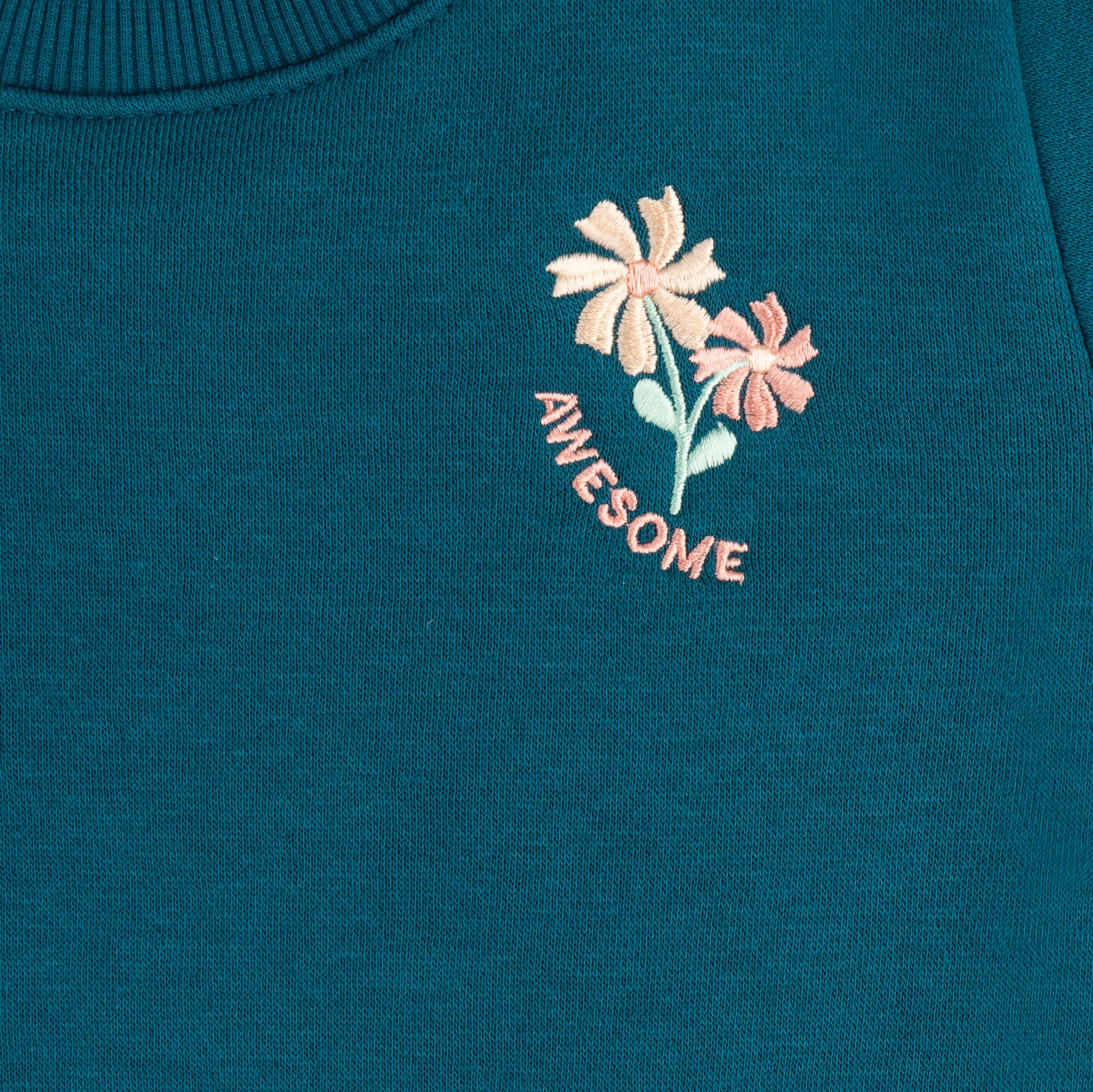 Teal Bloom Embroidered Sweatshirt - Image 2