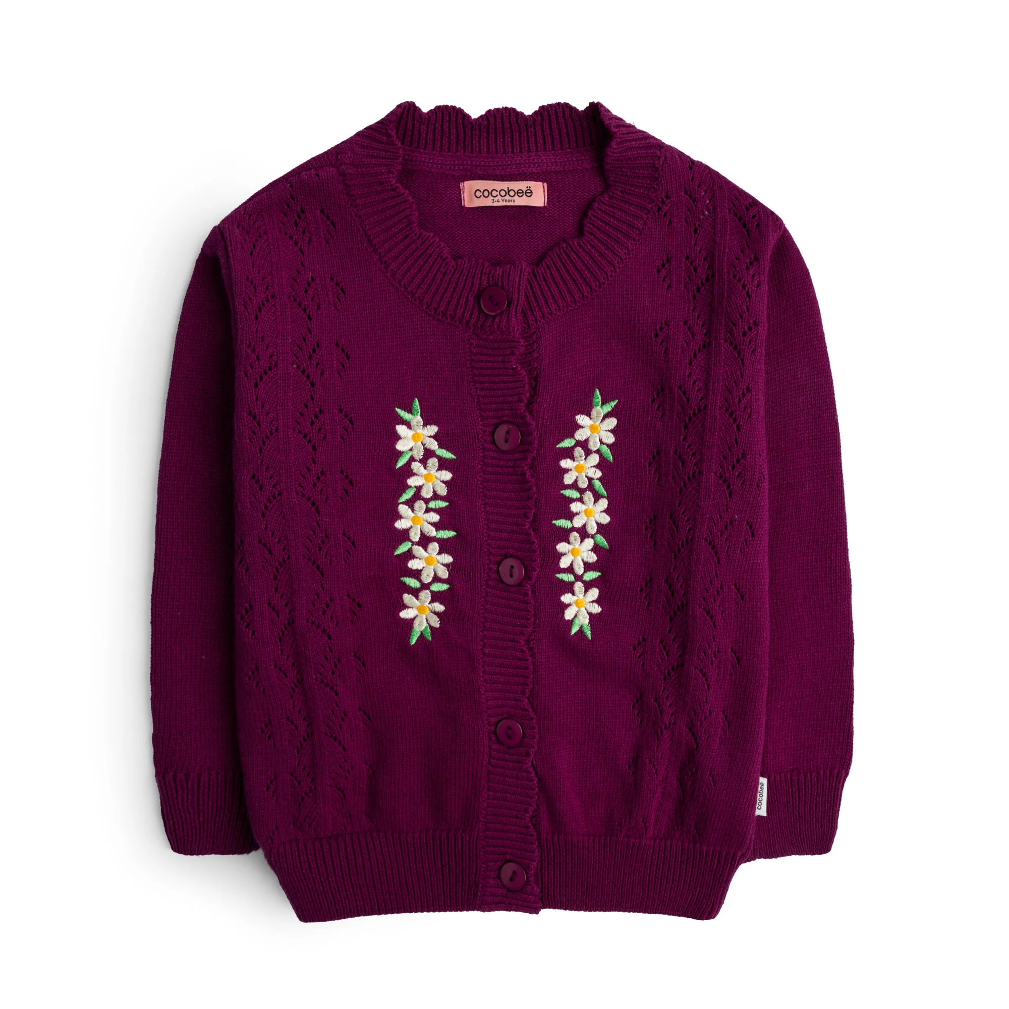 Magenta Embroidered Cardigan