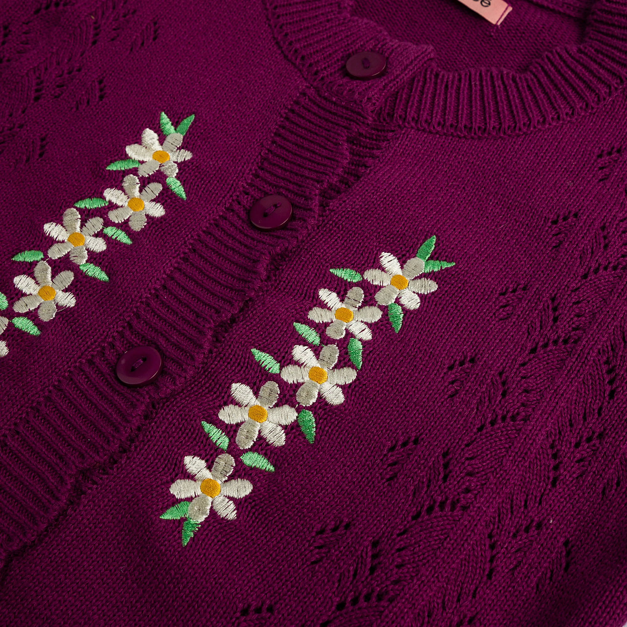 Magenta Embroidered Cardigan - Image 2