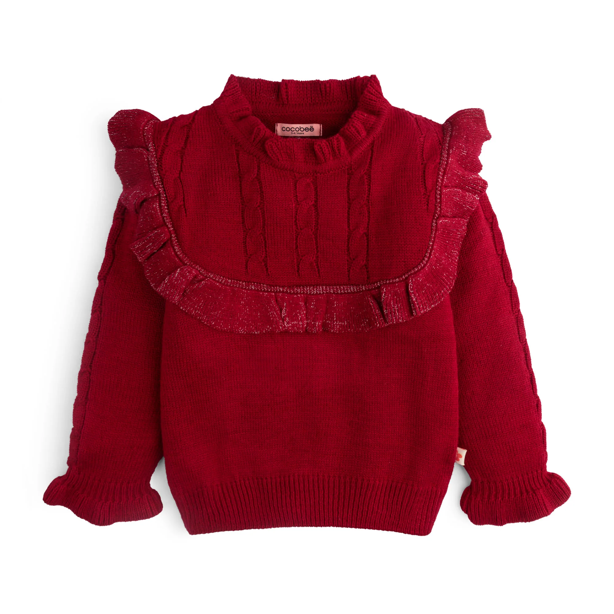 Cherry Red Frilled Sweater