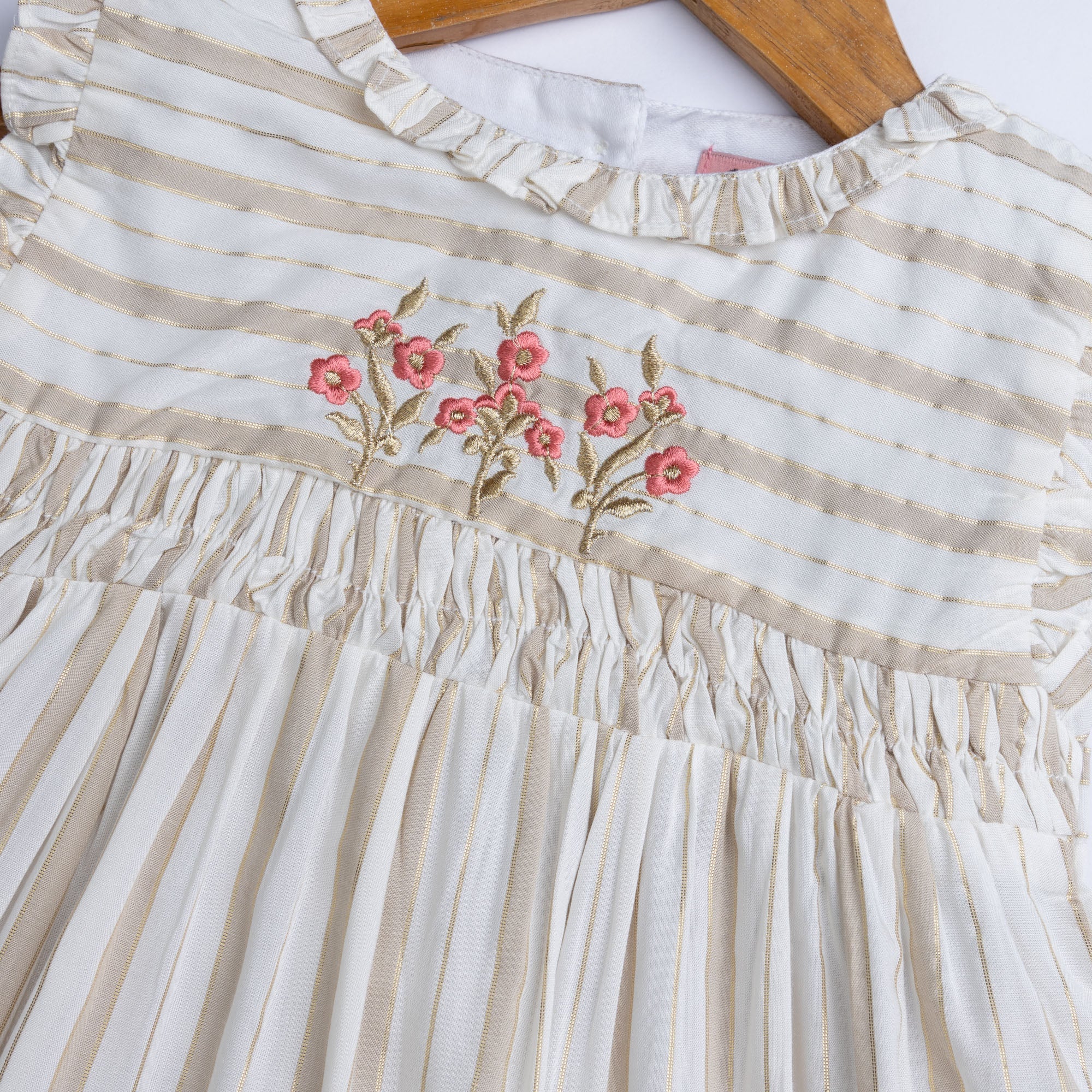 Beige Striped Embroidered Set - Image 2