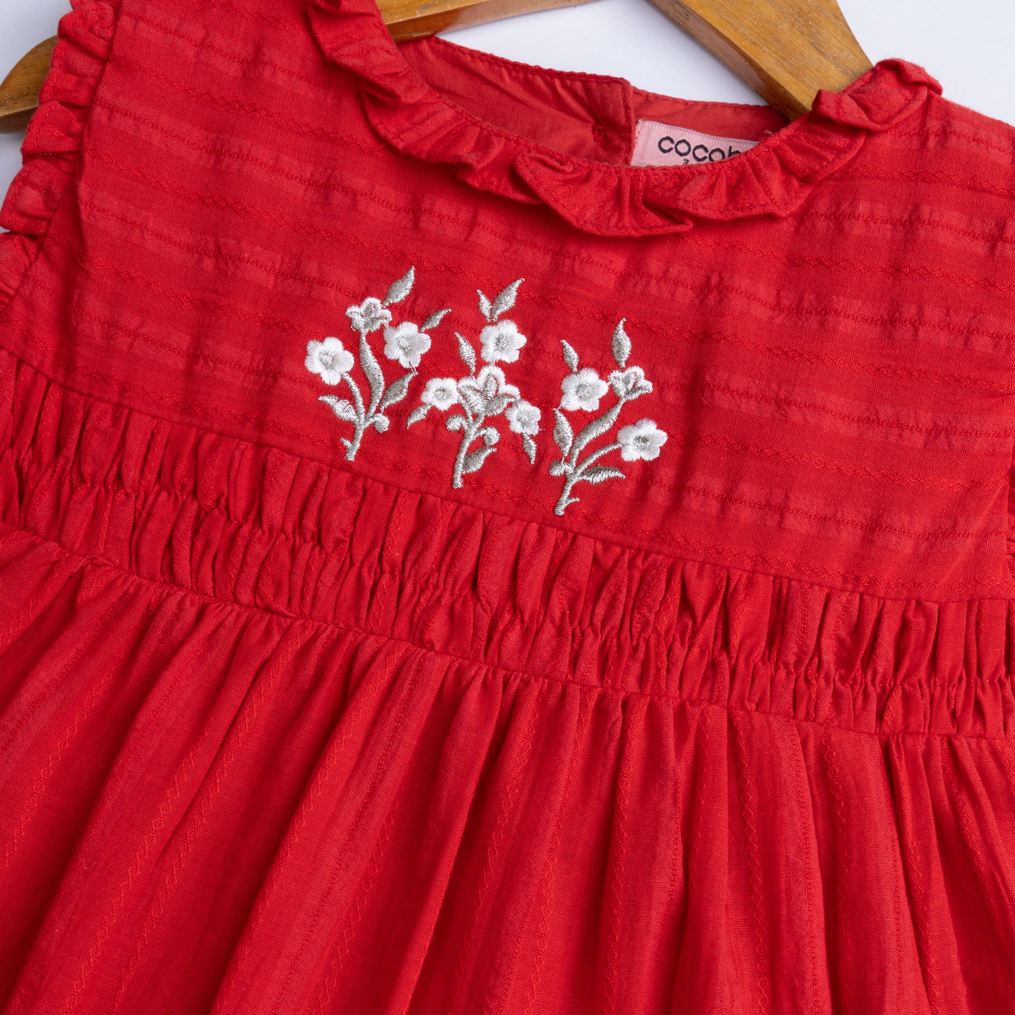 Cherry Red Embroidered Top and short set - Image 2