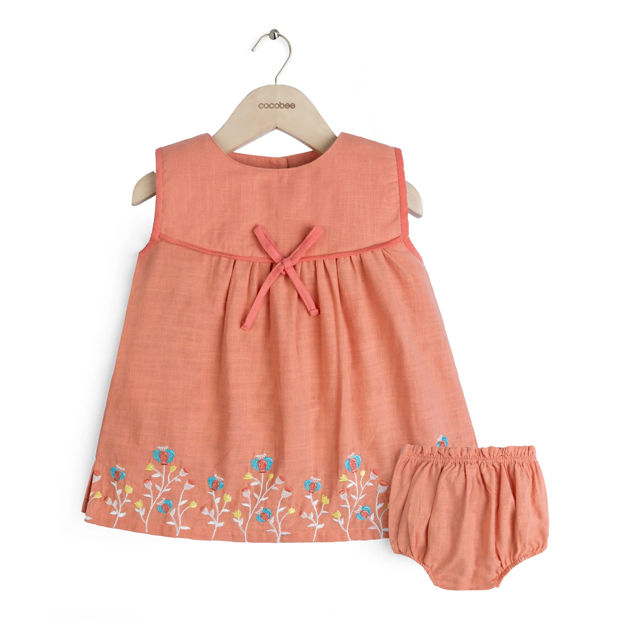 Coral Peach Embroidered Two-Pack