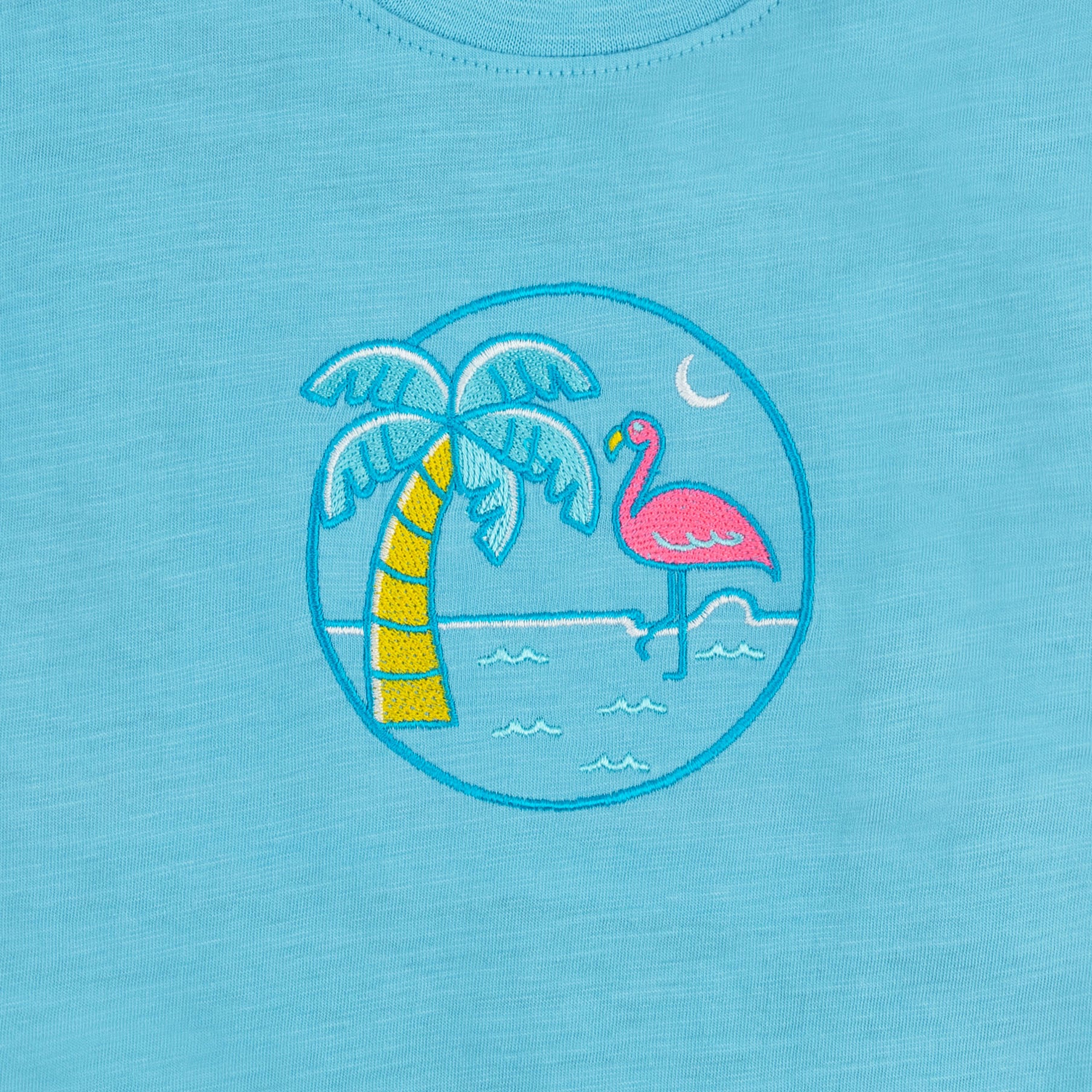 Aqua Blue Embroidered T-Shirt - Image 2