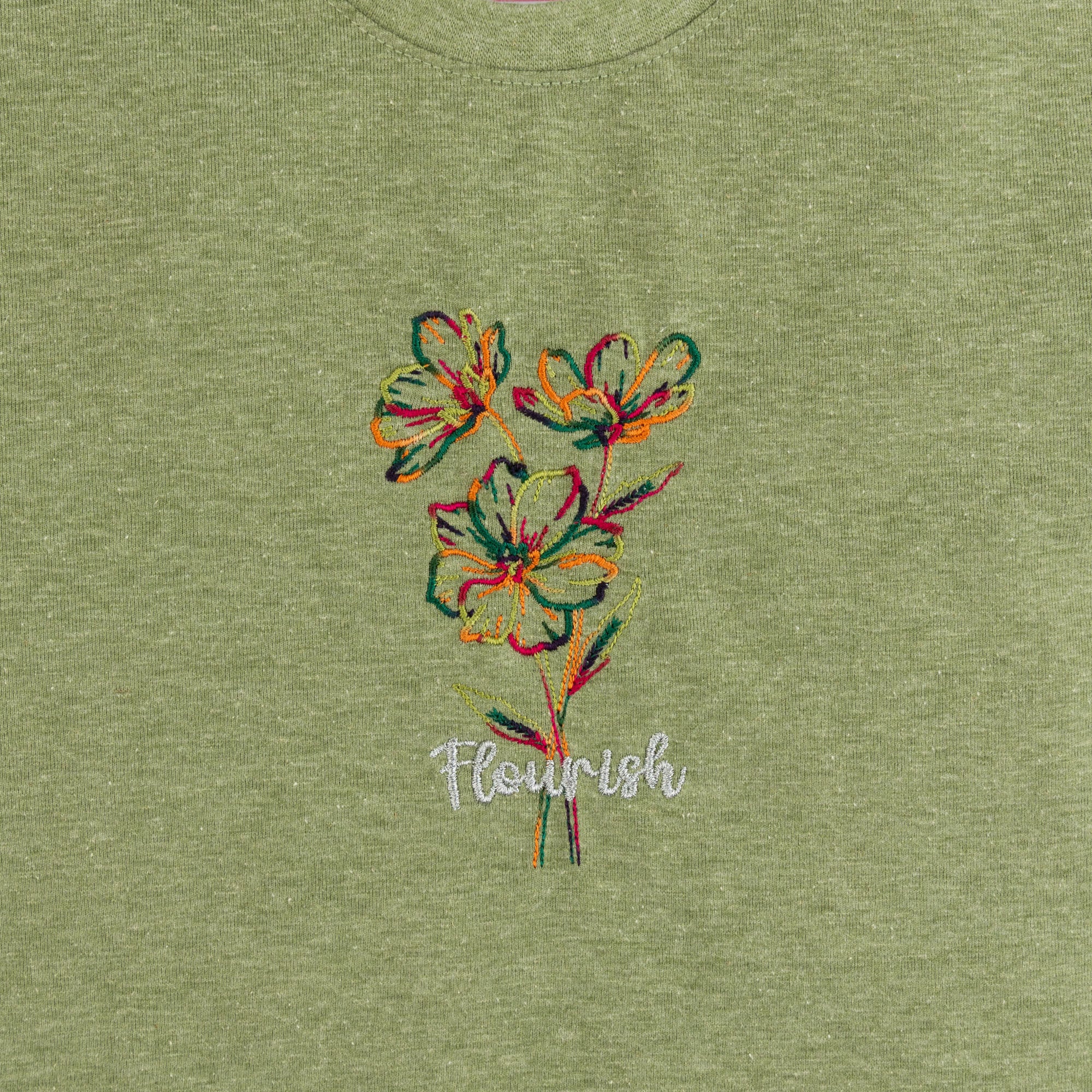 Flourish Green Embroidered T-Shirt - Image 2